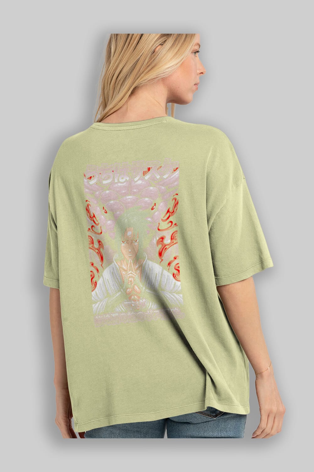 NARUTO SASUKE UCHIHA Anime Arka Baskılı Oversize t-shirt Erkek Kadın Unisex