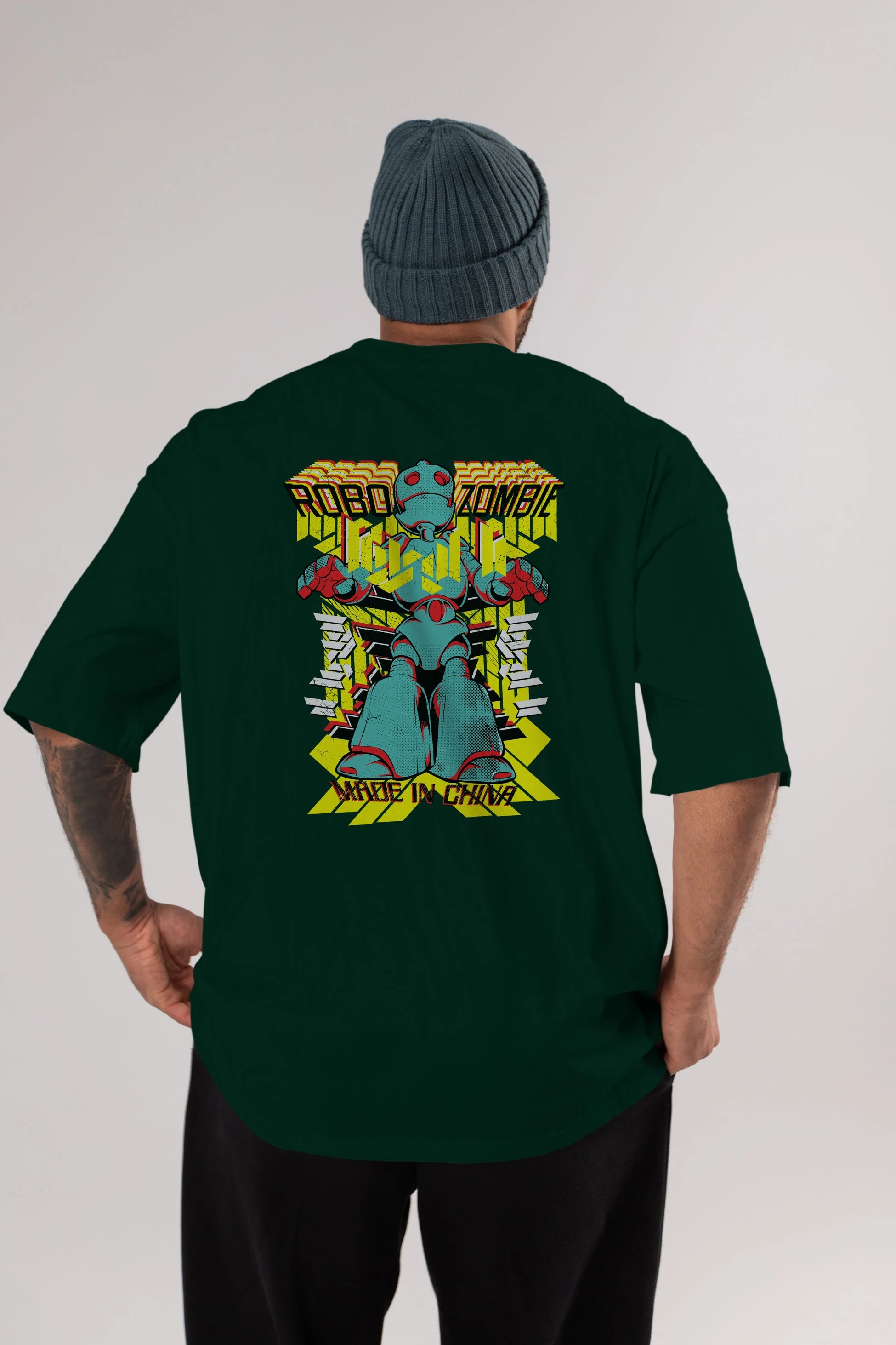 Robo Zombie Arka Baskılı Oversize t-shirt Erkek Kadın Unisex