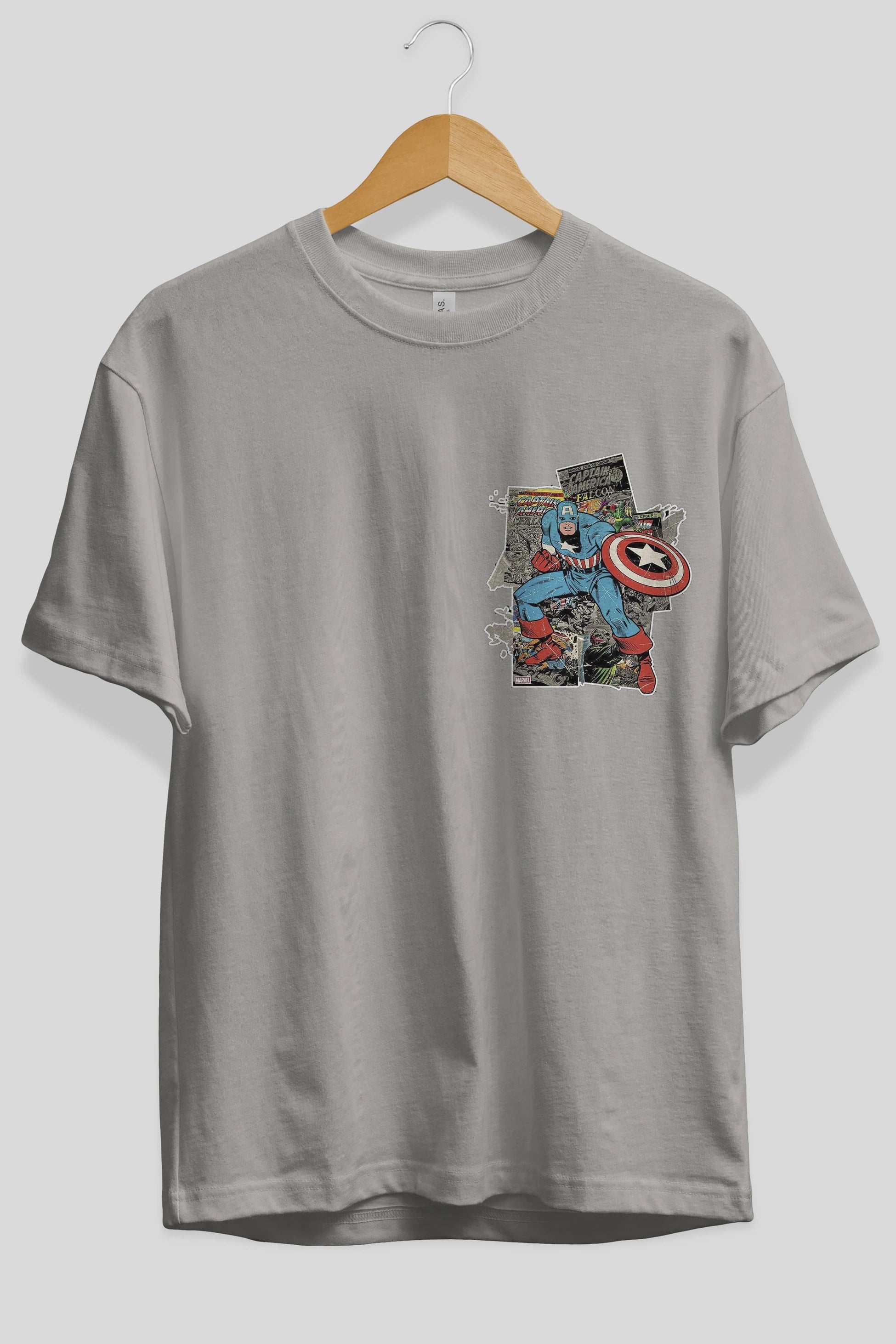 Captain America (2) Ön Sol Baskılı Oversize t-shirt Erkek Kadın Unisex %100 Pamuk Bisiklet Yaka tişort