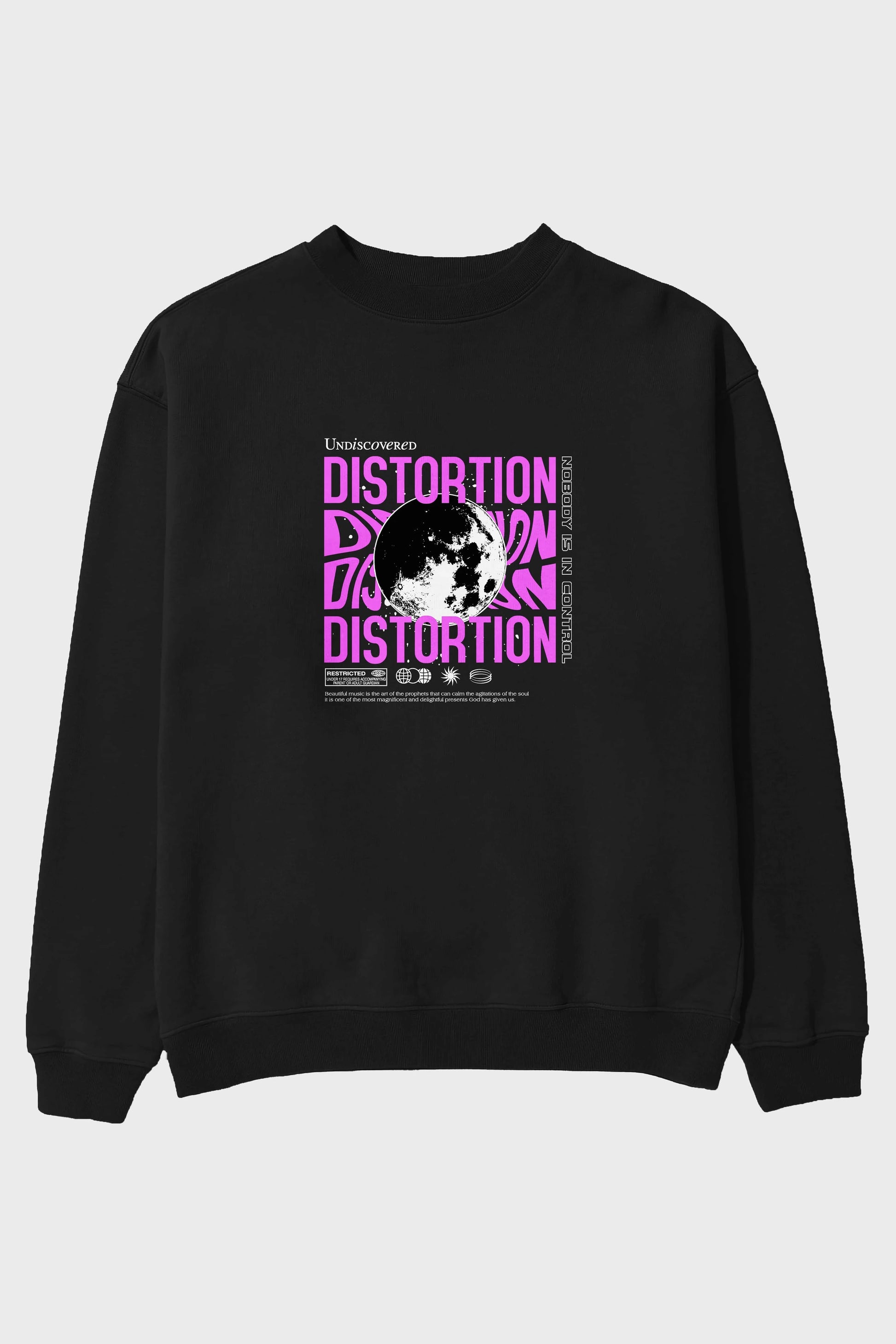 Distortion Ön Baskılı Oversize Sweatshirt Erkek Kadın Unisex