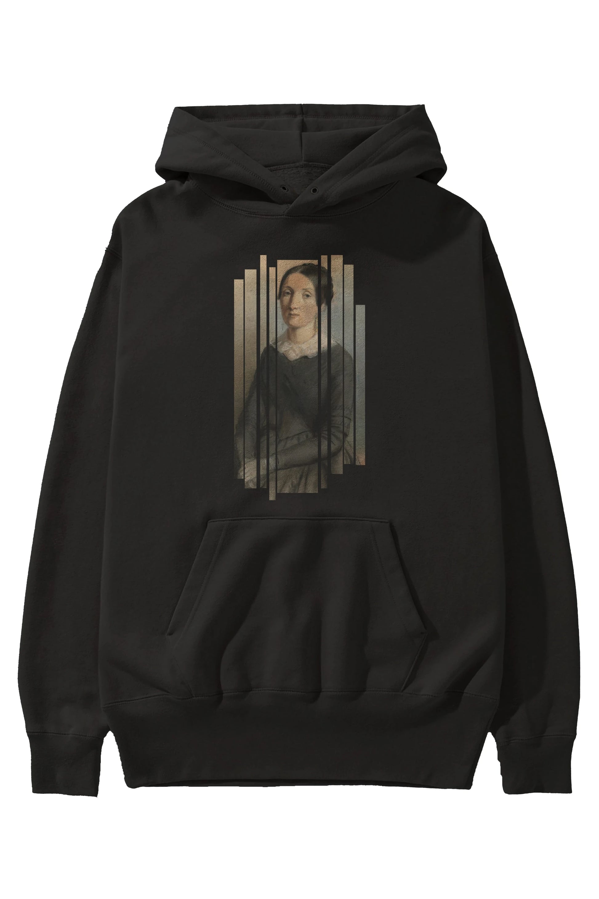 Retro Portre Ön Baskılı Oversize Hoodie Kapüşonlu Sweatshirt Erkek Kadın Unisex