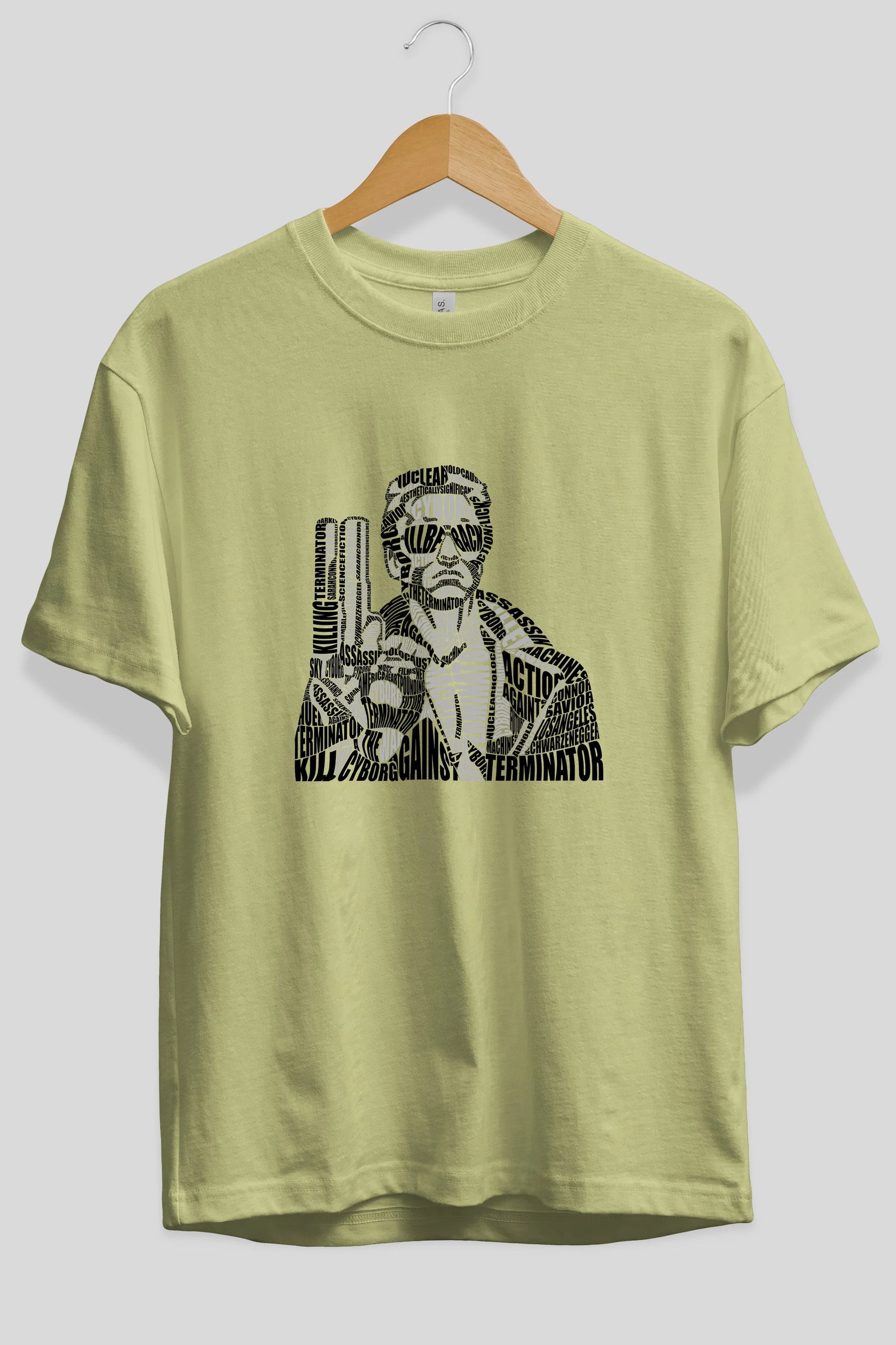 Terminator Calligram Ön Baskılı Oversize t-shirt %100 pamuk Erkek Kadın Unisex