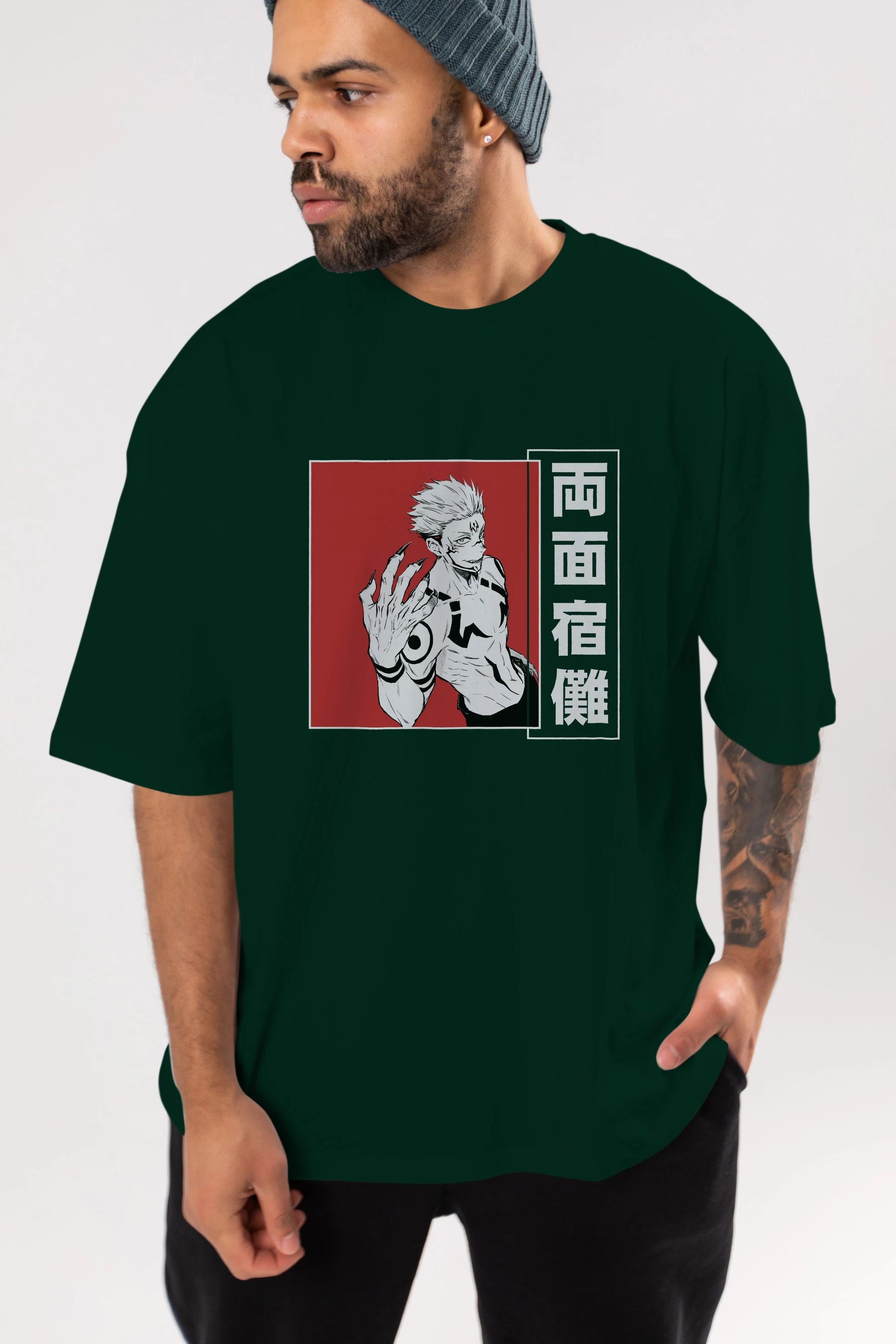 Sukuna Ryoumen 2 Anime Ön Baskılı Oversize t-shirt %100 pamuk Erkek Kadın Unisex