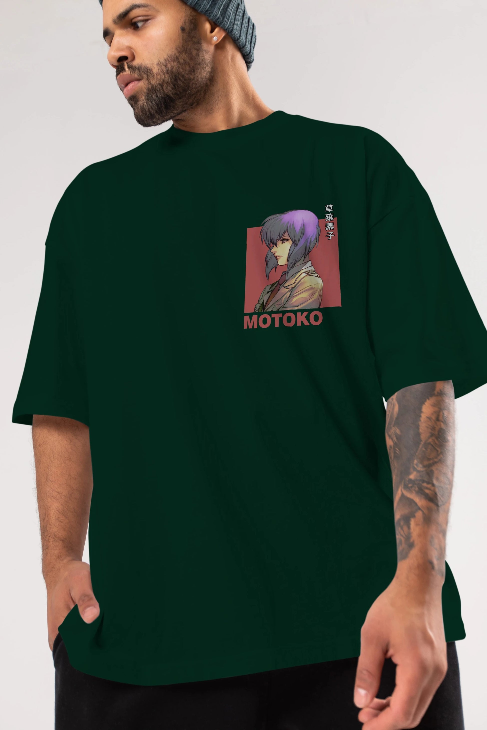 Motoko Kusanagi 12 Ön Sol Baskılı Oversize t-shirt Erkek Kadın Unisex %100 Pamuk Bisiklet Yaka tişort