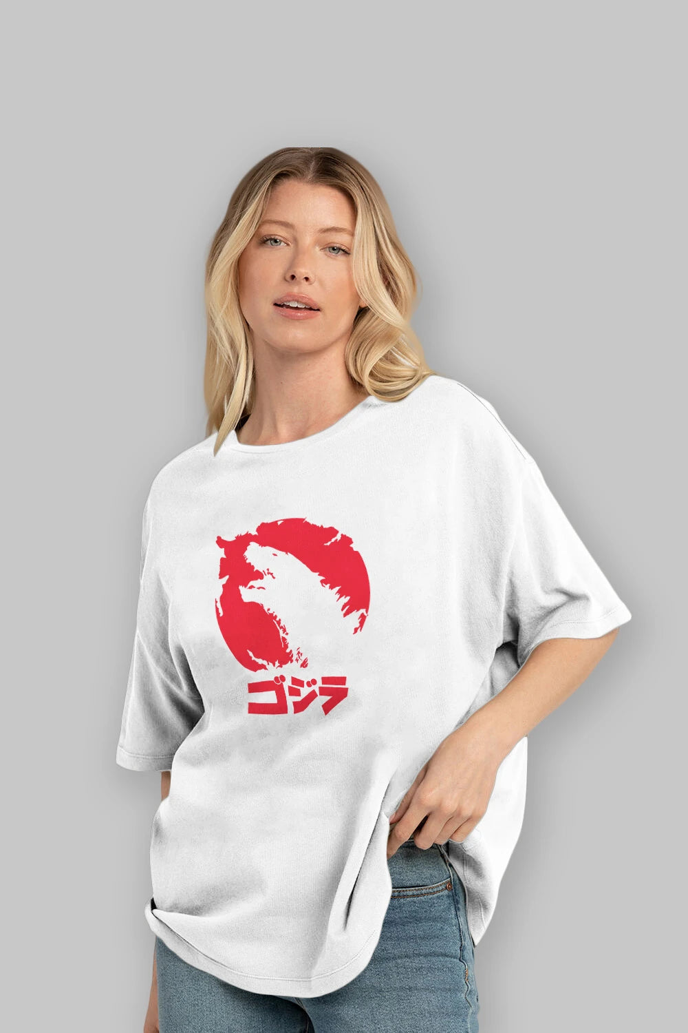 Team Godzilla Ön Baskılı Oversize t-shirt Erkek Kadın Unisex %100 Pamuk Bisiklet Yaka tişort