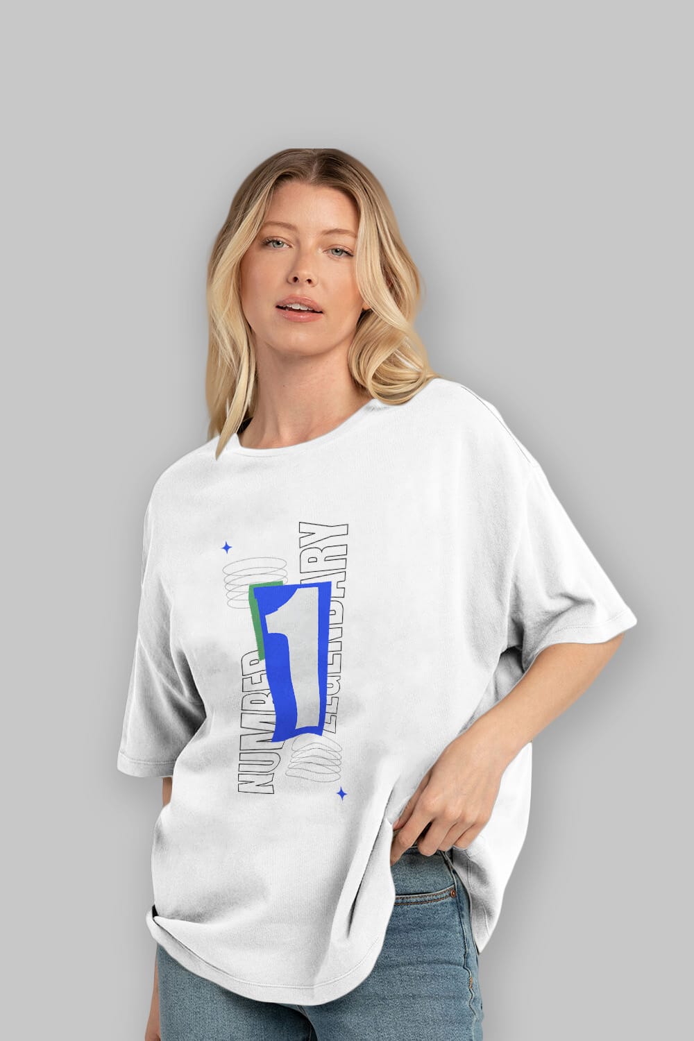Number 1 Yazılı Ön Baskılı Oversize t-shirt Erkek Kadın Unisex