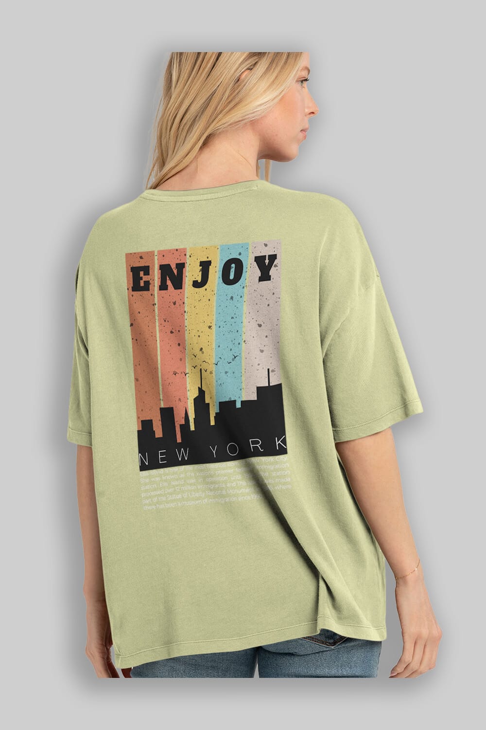 Enjoy New York Yazılı Arka Baskılı Oversize t-shirt Erkek Kadın Unisex