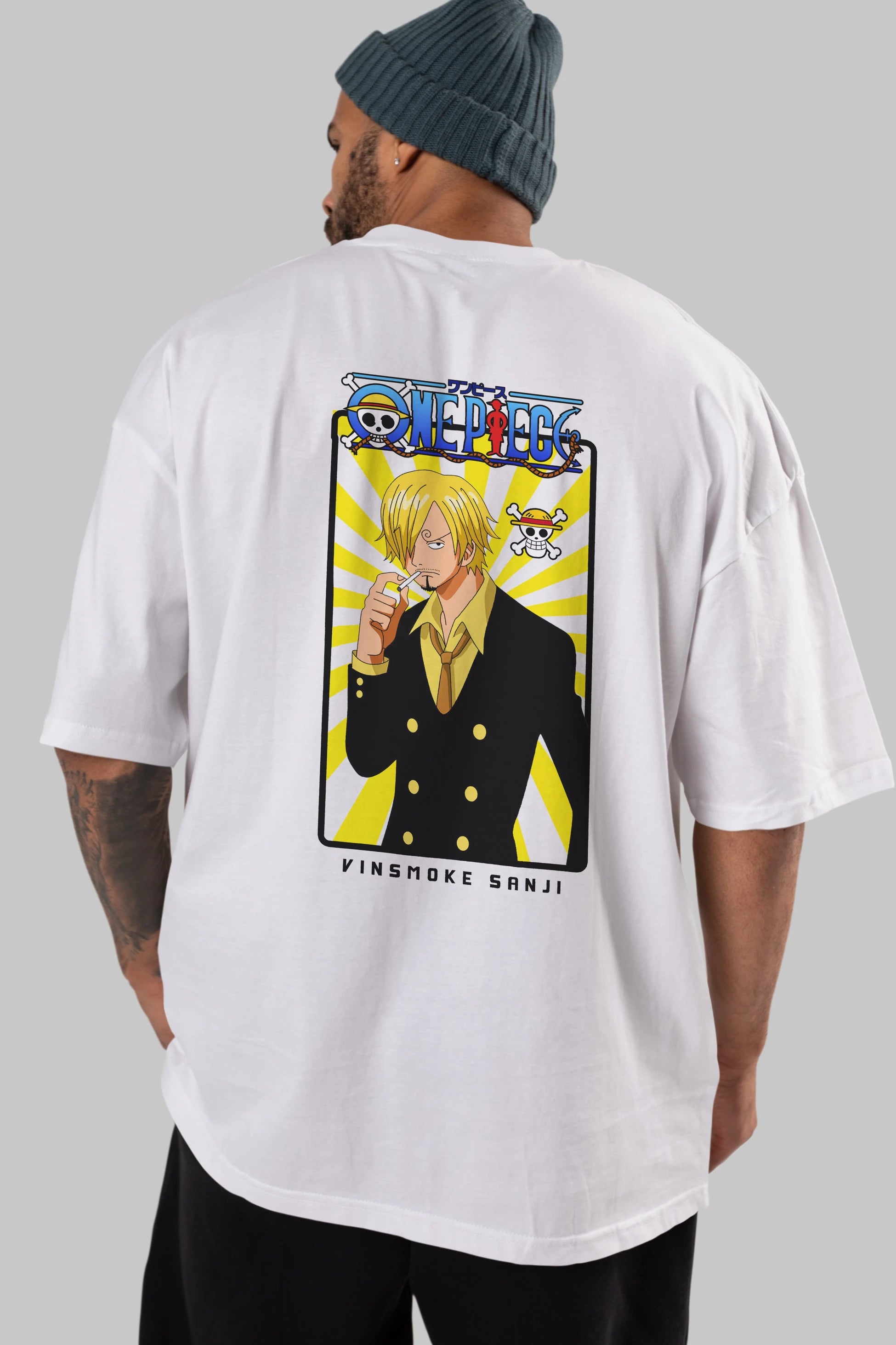 Sanji 4 Anime Arka Baskılı Oversize t-shirt Erkek Kadın Unisex %100 pamuk tişort