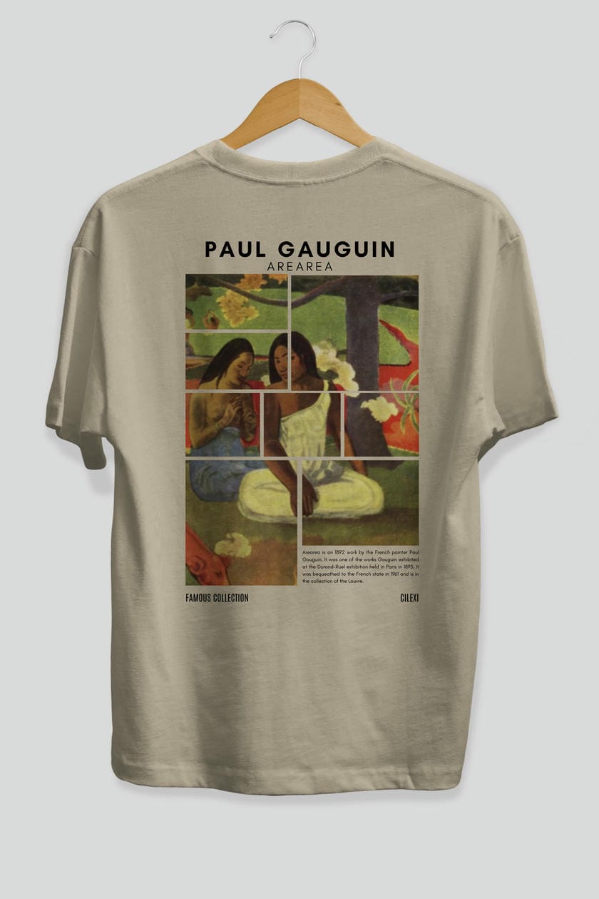 Paul Gauguin Arearea Arka Baskılı Oversize t-shirt Erkek Kadın Bisiklet Yaka Pamuk tişort