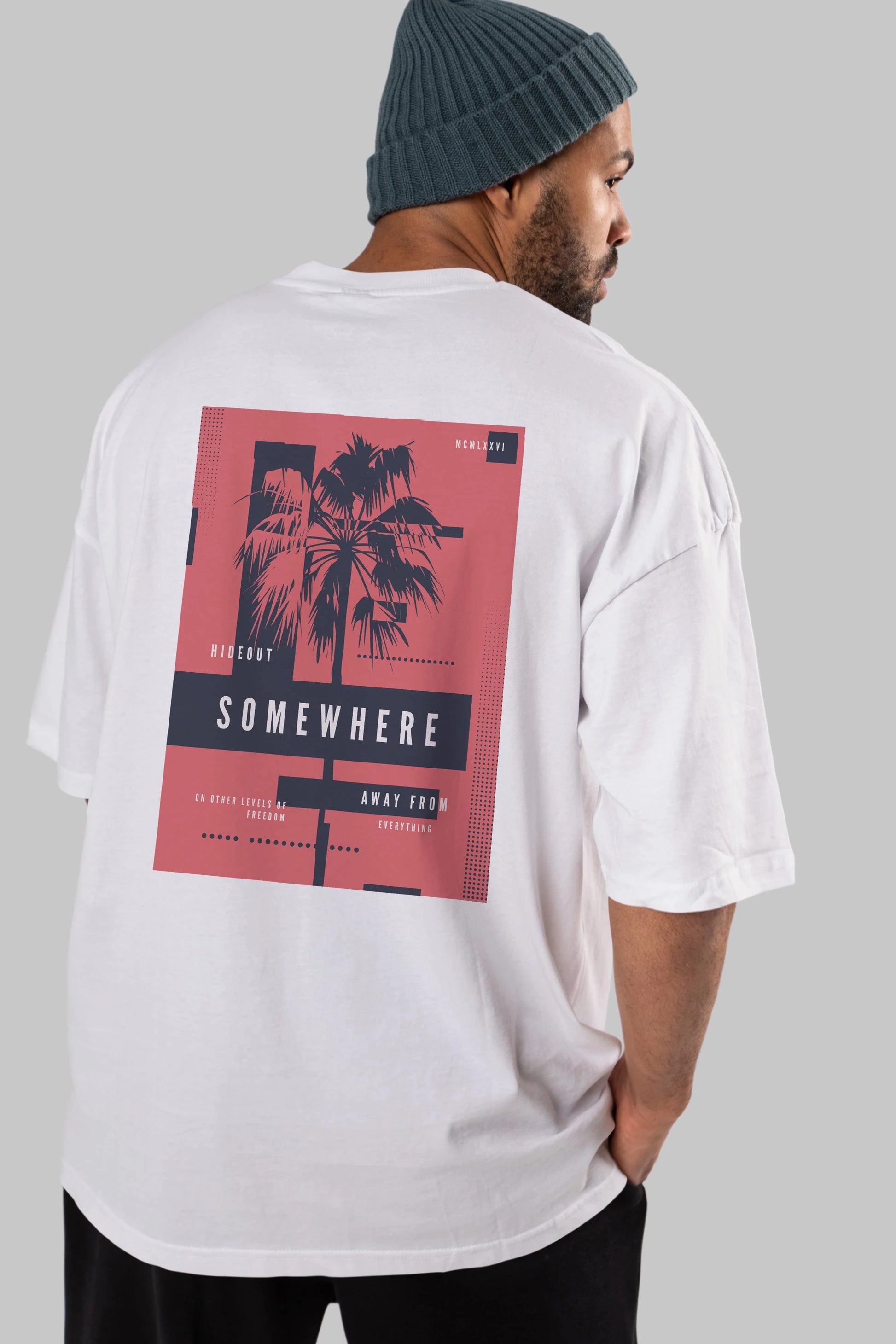 Hideout Somewhere Arka Baskılı Oversize t-shirt Erkek Kadın Unisex