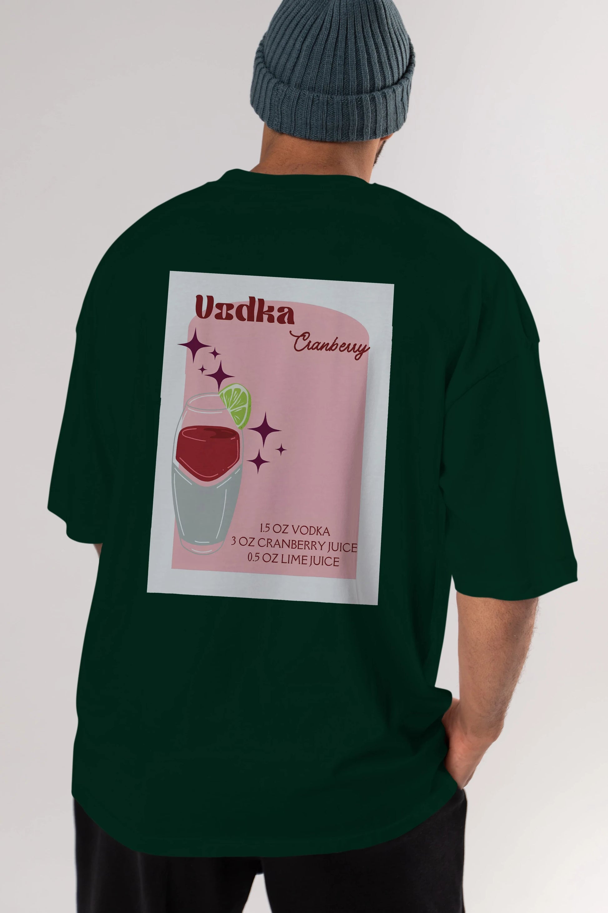 Vodka Cranberry 2 Arka Baskılı Oversize t-shirt Erkek Kadın Unisex %100 Pamuk Bisiklet Yaka tişort