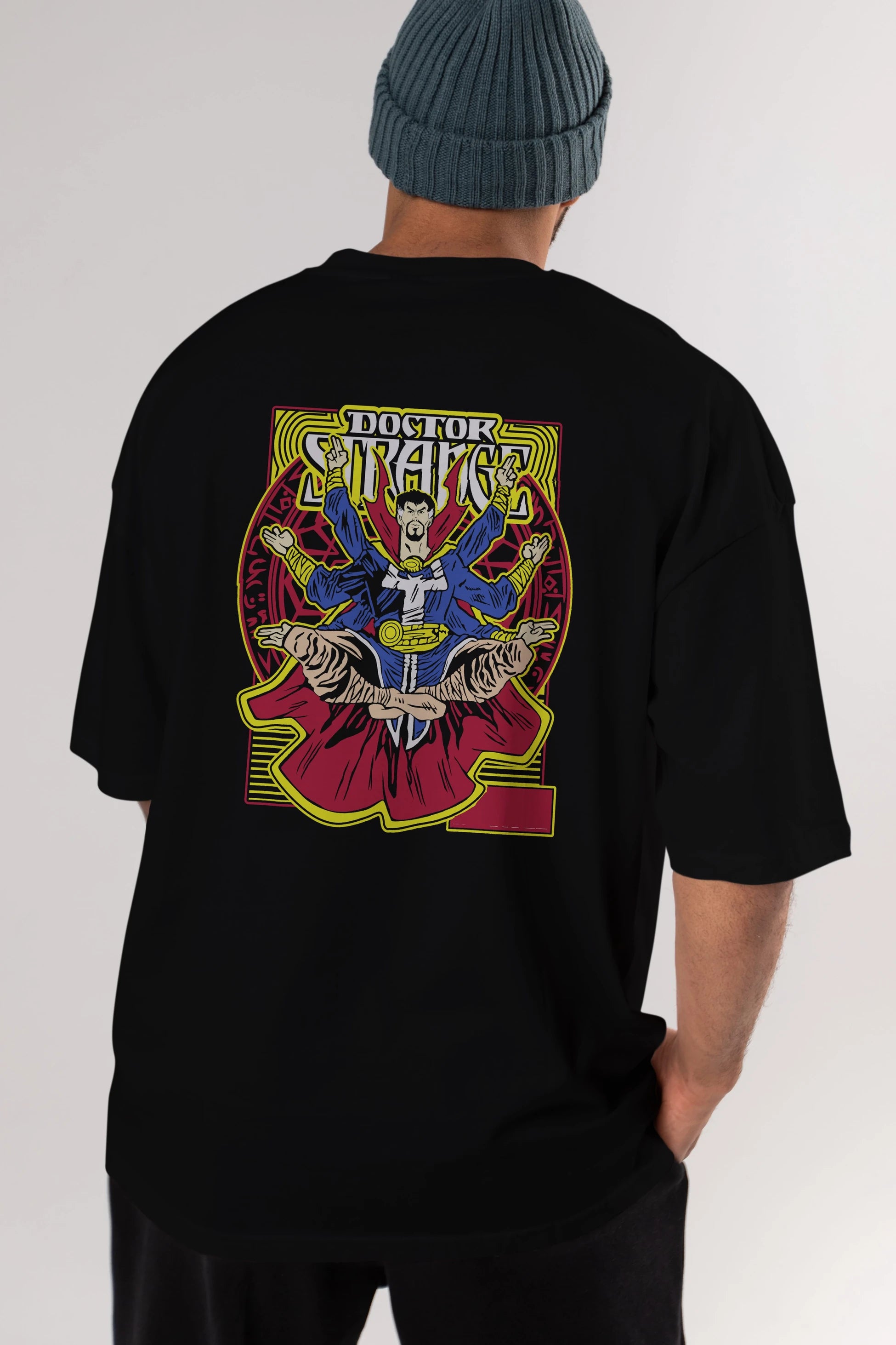 Doctor Strange (1) Arka Baskılı Oversize t-shirt Erkek Kadın Unisex %100 Pamuk Bisiklet Yaka tişort