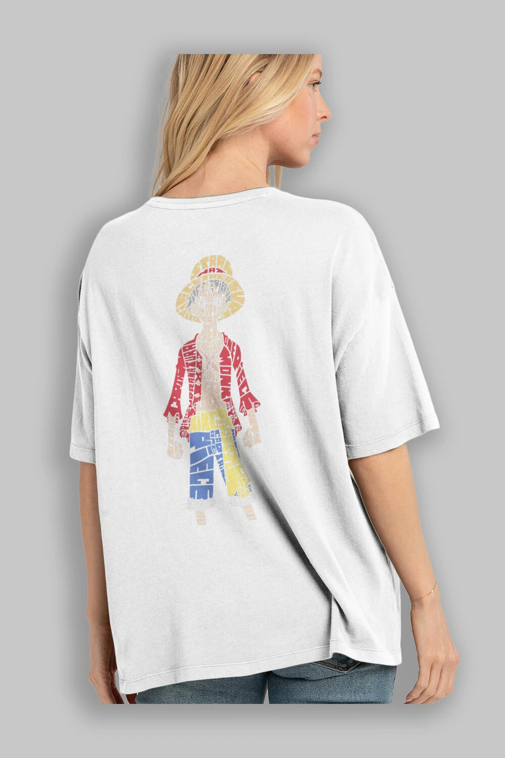 One Piece Arka Baskılı Oversize t-shirt %100 pamuk Erkek Kadın Unisex