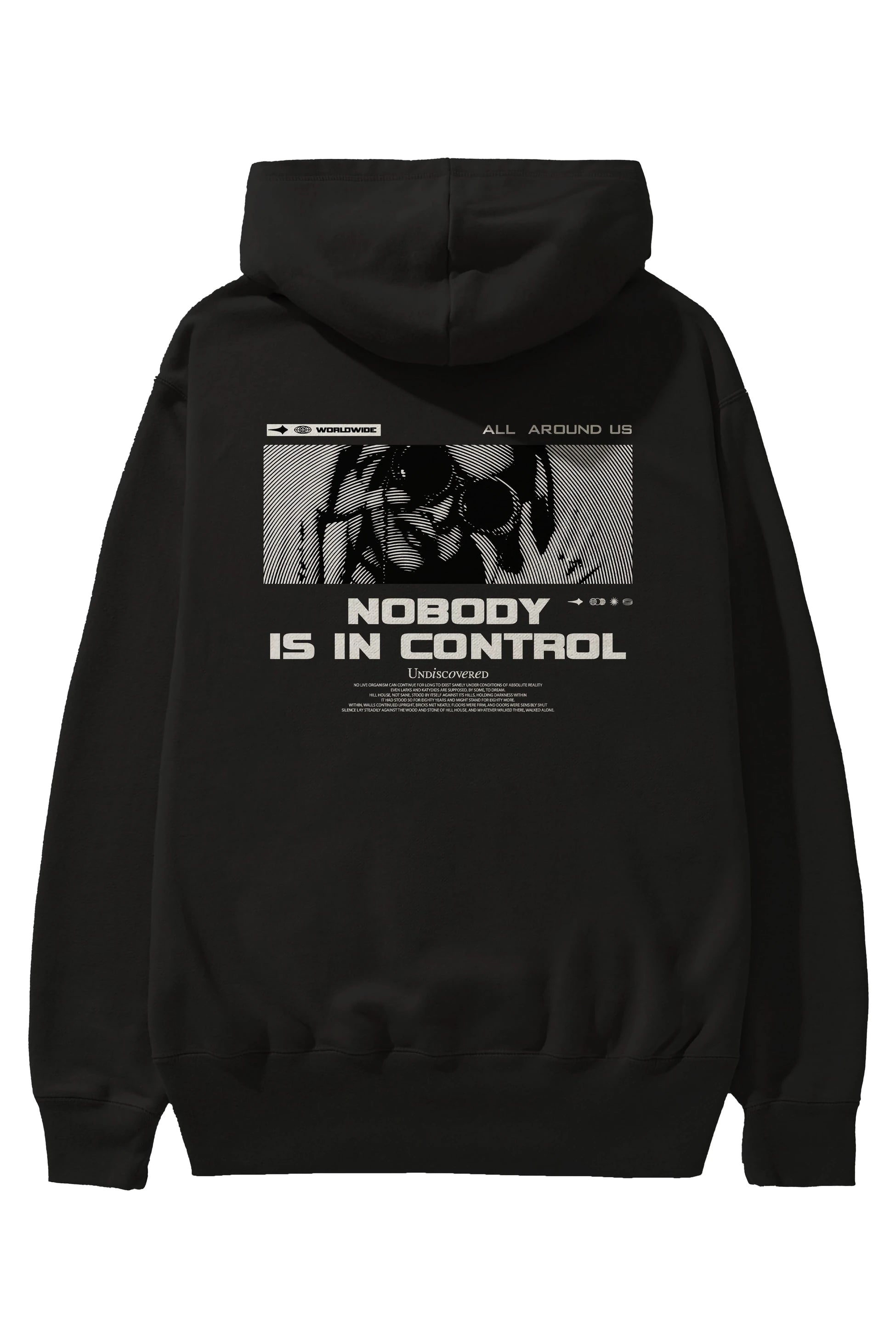 Nobody is in Control Arka Baskılı Hoodie Oversize Kapüşonlu Sweatshirt Erkek Kadın Unisex