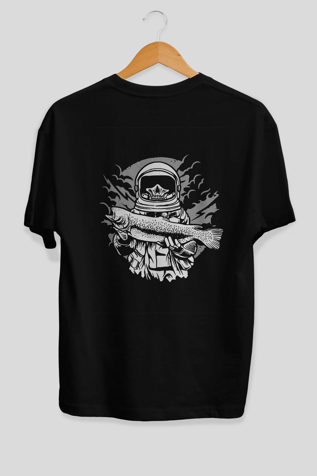 Astronaut Fishing Arka Baskılı Oversize t-shirt Erkek Kadın Unisex %100 Pamuk