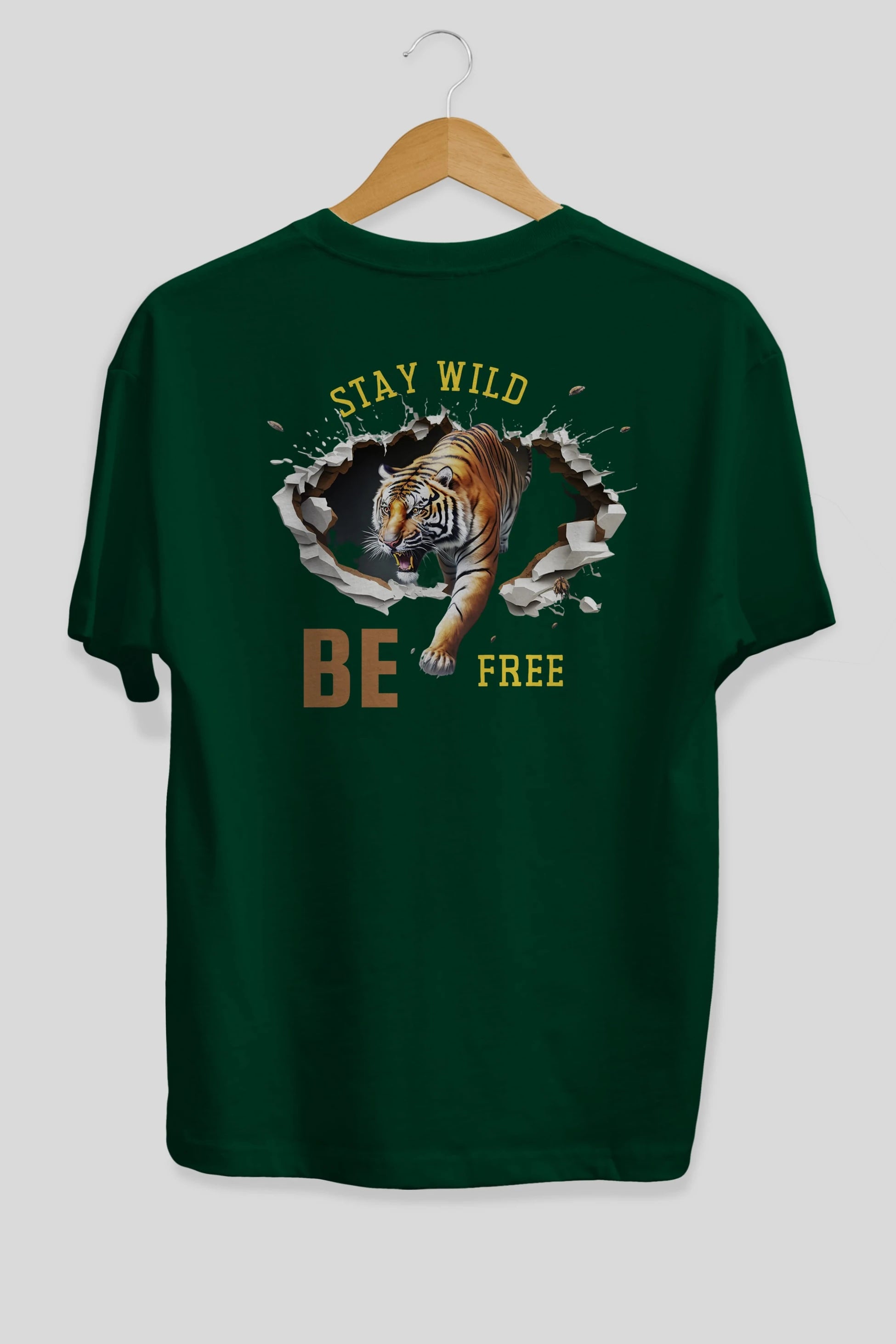 Stay Wild Be Free Yazılı Arka Baskılı Oversize t-shirt Erkek Kadın Unisex