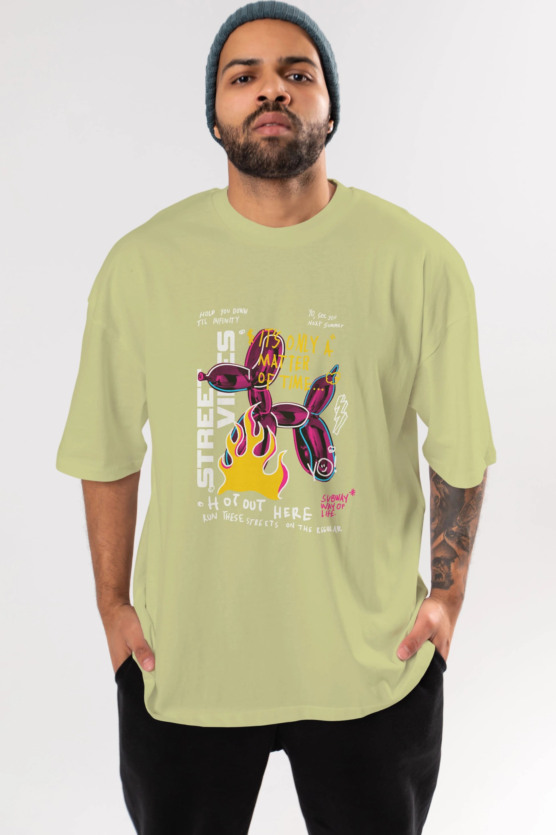 Street Vibes Ön Baskılı Oversize t-shirt Erkek Kadın Unisex