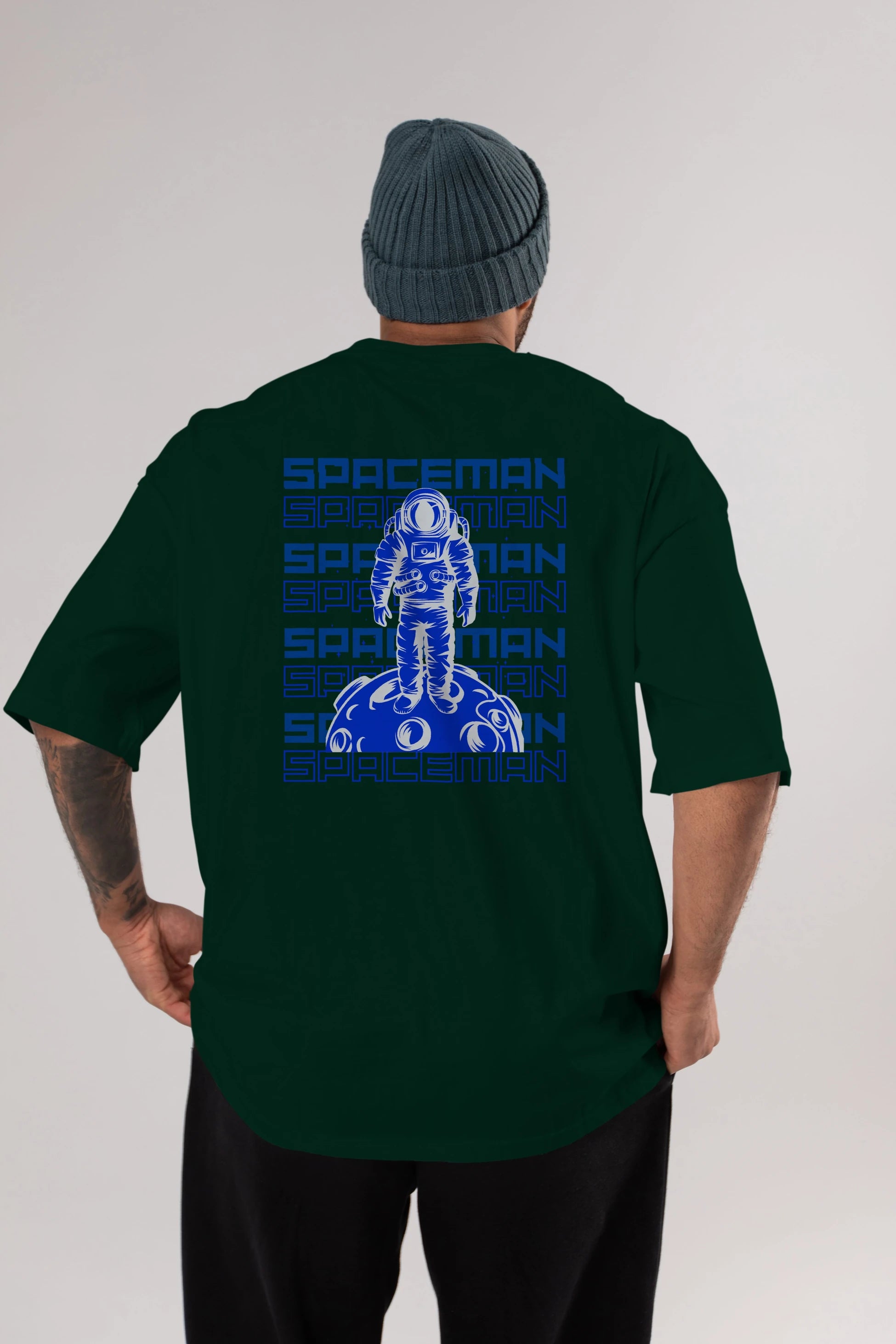 Spaceman Yazılı Arka Baskılı Oversize t-shirt Erkek Kadın Unisex