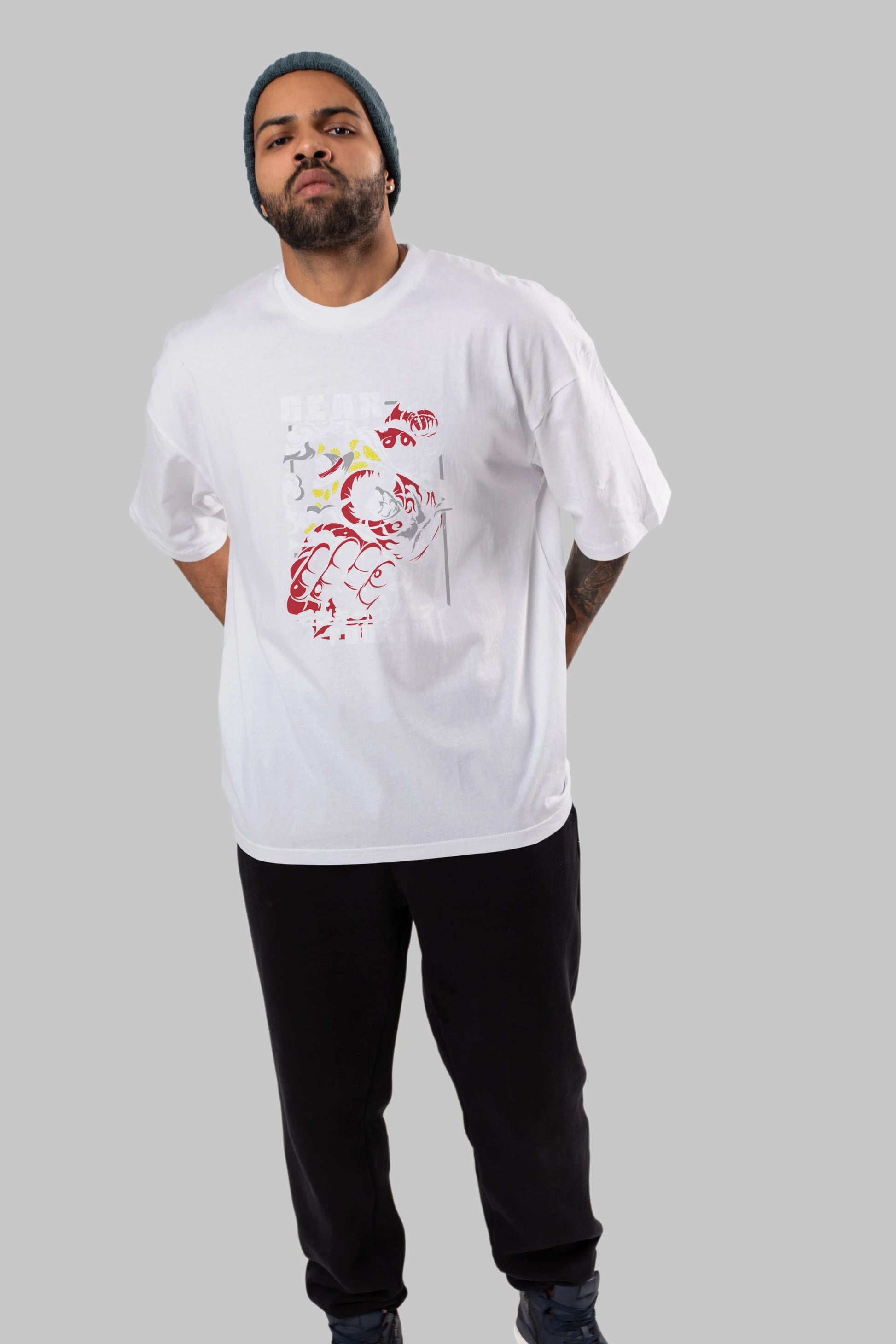 LUFFY gear fourth Anime Ön Baskılı Oversize t-shirt %100 pamuk Erkek Kadın Unisex