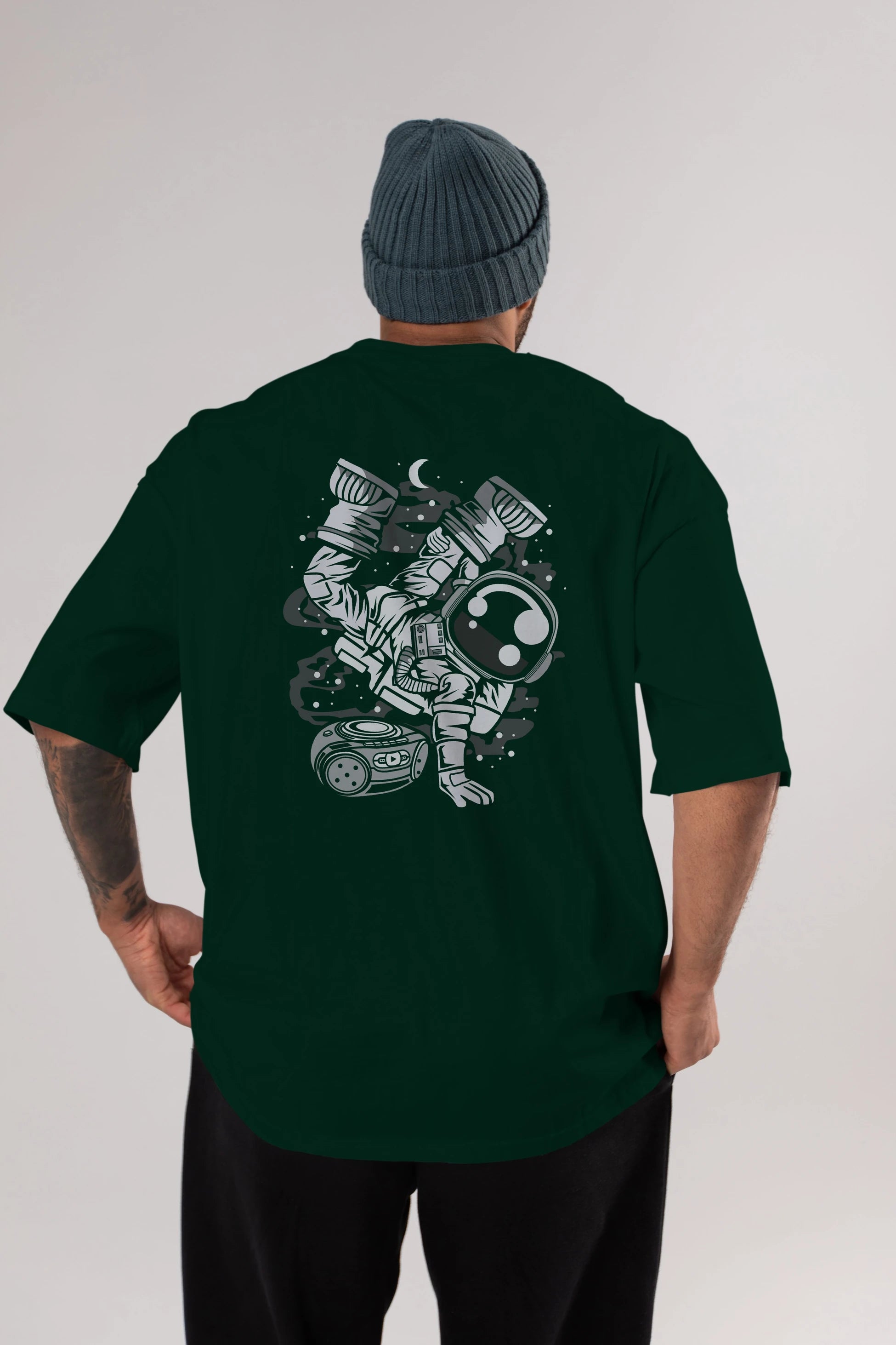 Space Breakdance Arka Baskılı Oversize t-shirt Erkek Kadın Unisex