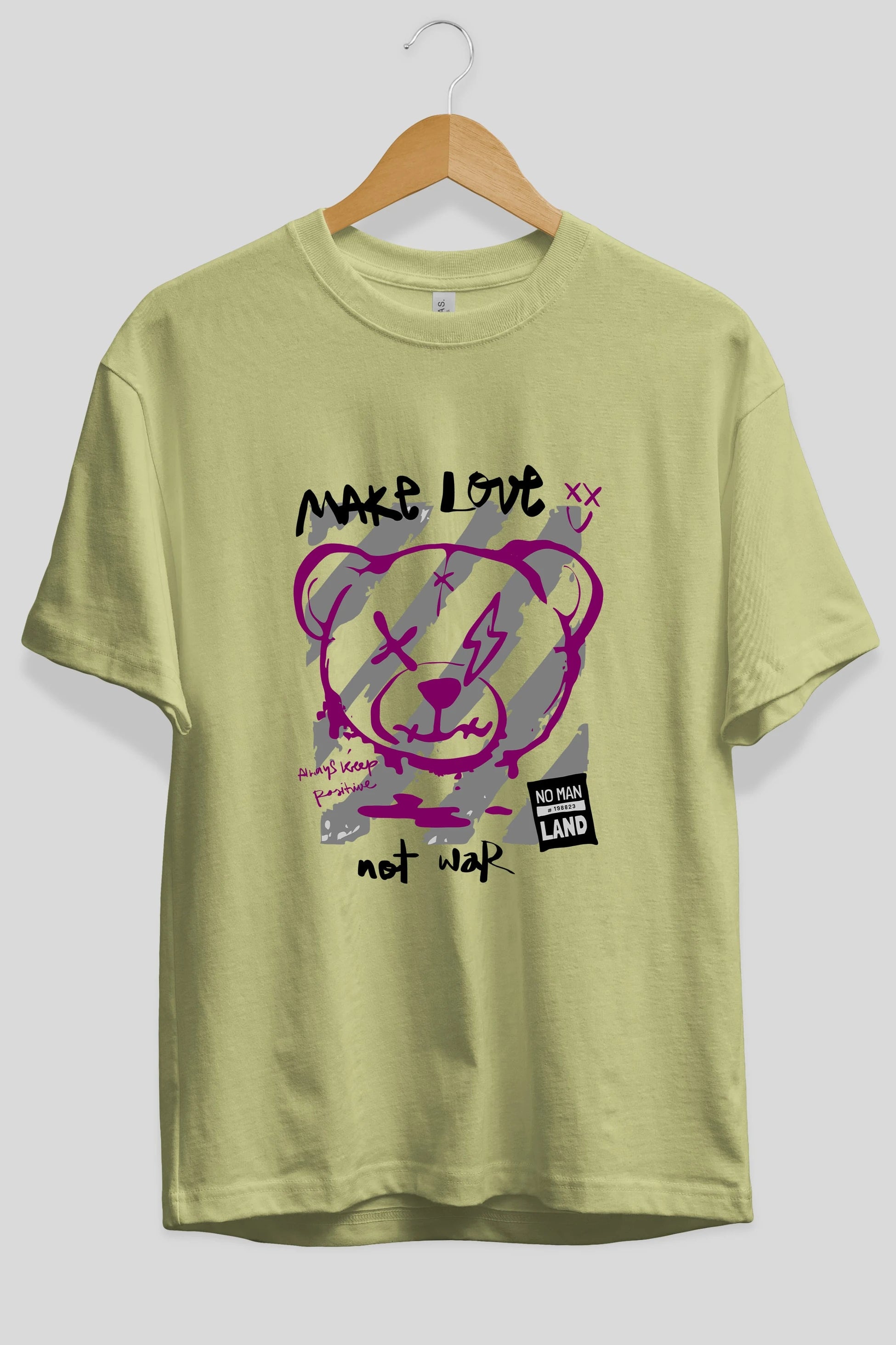 Make Love Bear Ön Baskılı Oversize t-shirt Erkek Kadın Unisex