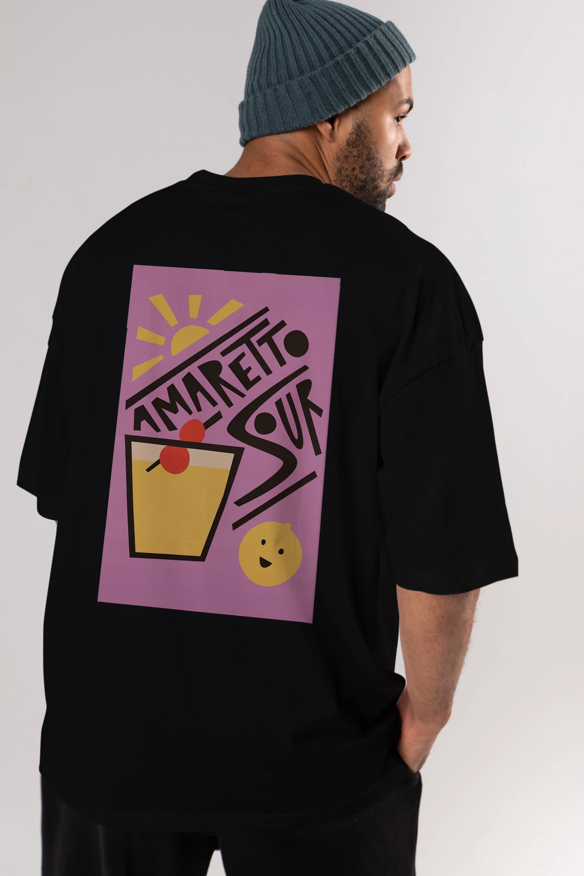 Amaretto Sour Arka Baskılı Oversize t-shirt Erkek Kadın Unisex %100 Pamuk Bisiklet Yaka tişort