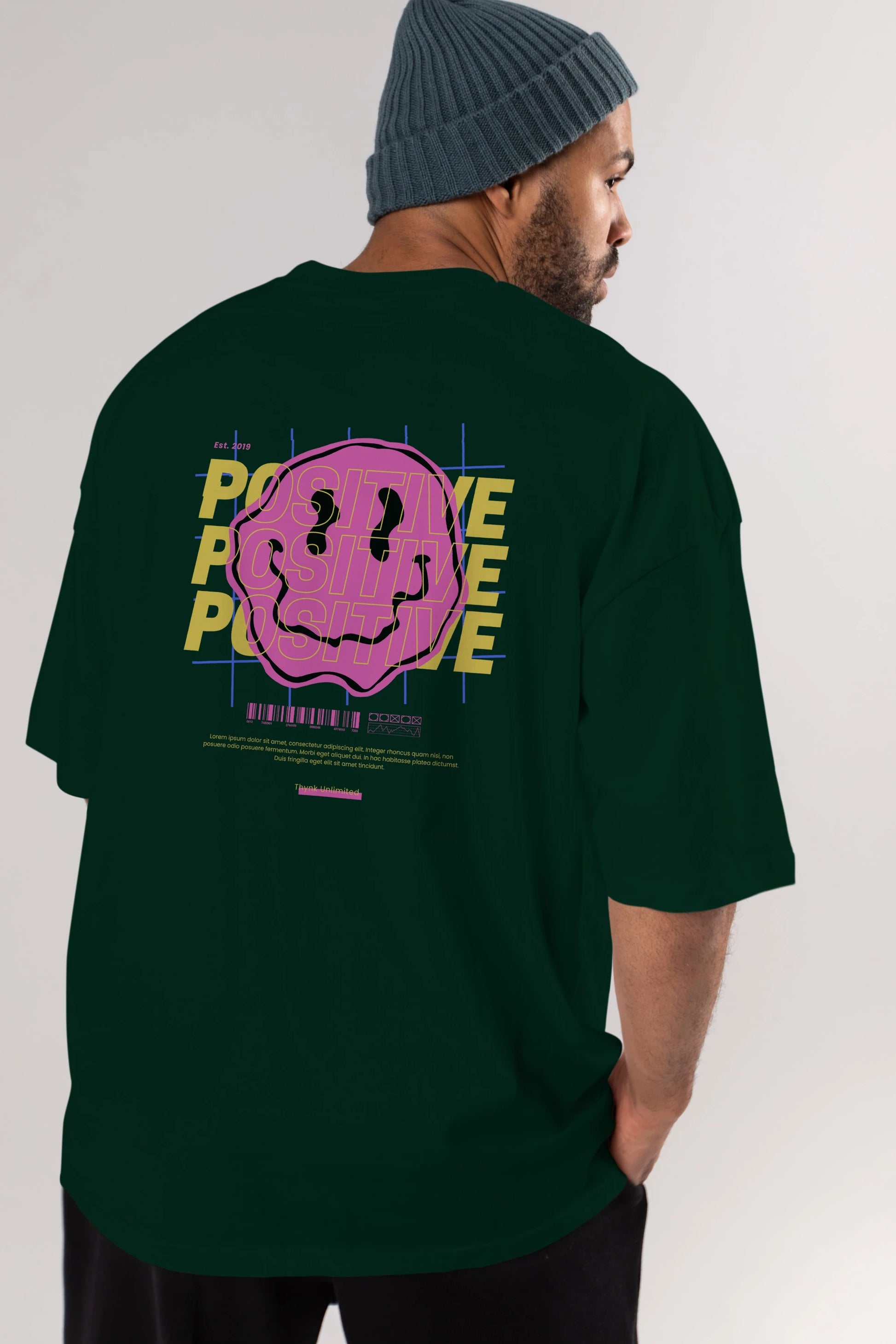 Positive 2 Arka Baskılı Oversize t-shirt Erkek Kadın Unisex