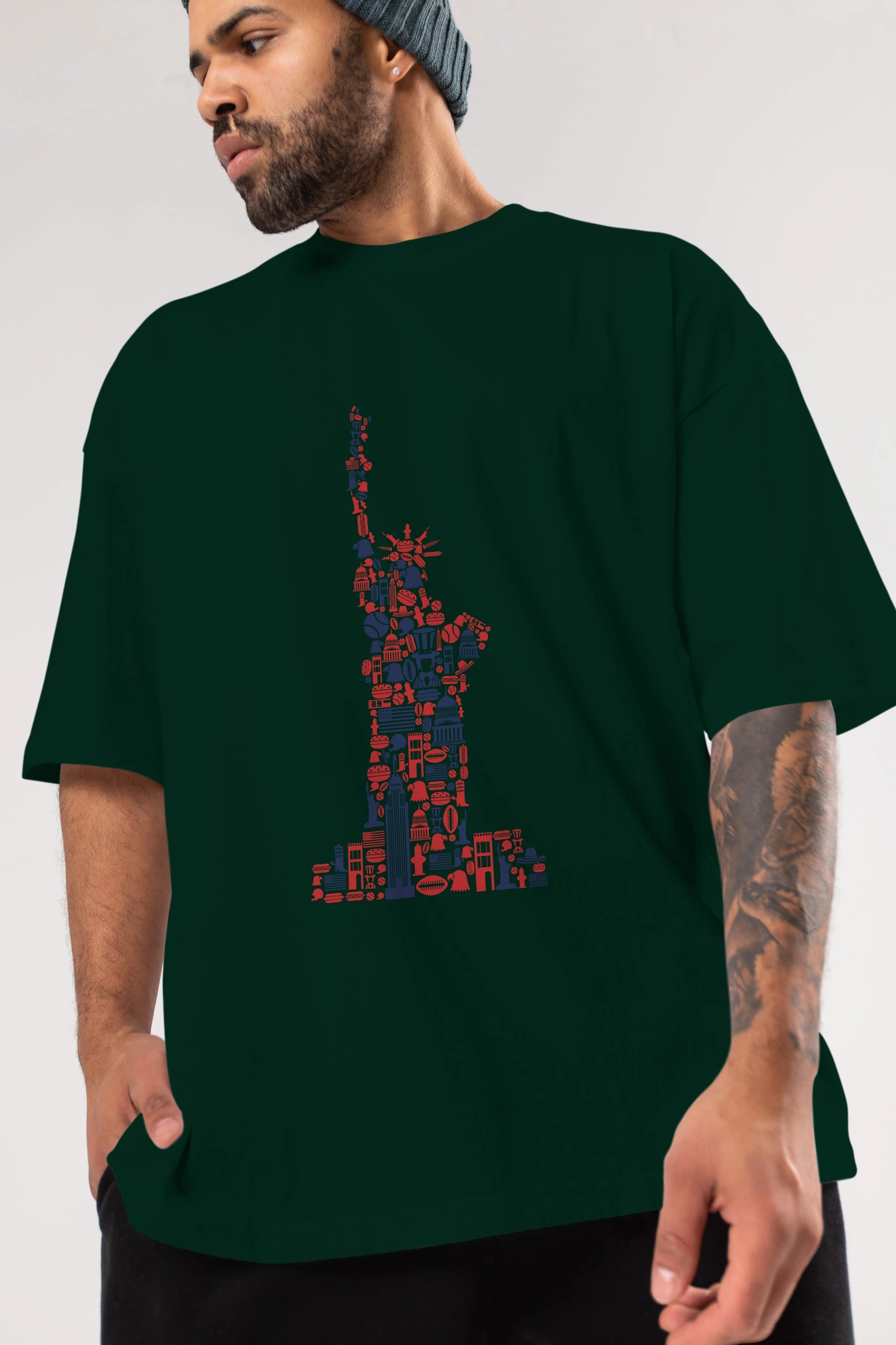 Liberty Ön Baskılı Oversize t-shirt %100 pamuk Erkek Kadın Unisex