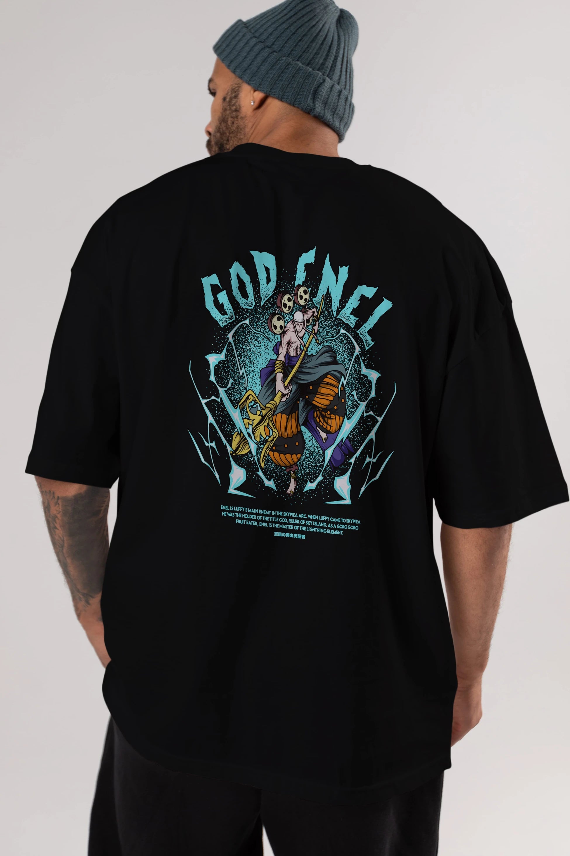 Eneru Anime Arka Baskılı Oversize t-shirt Erkek Kadın Unisex