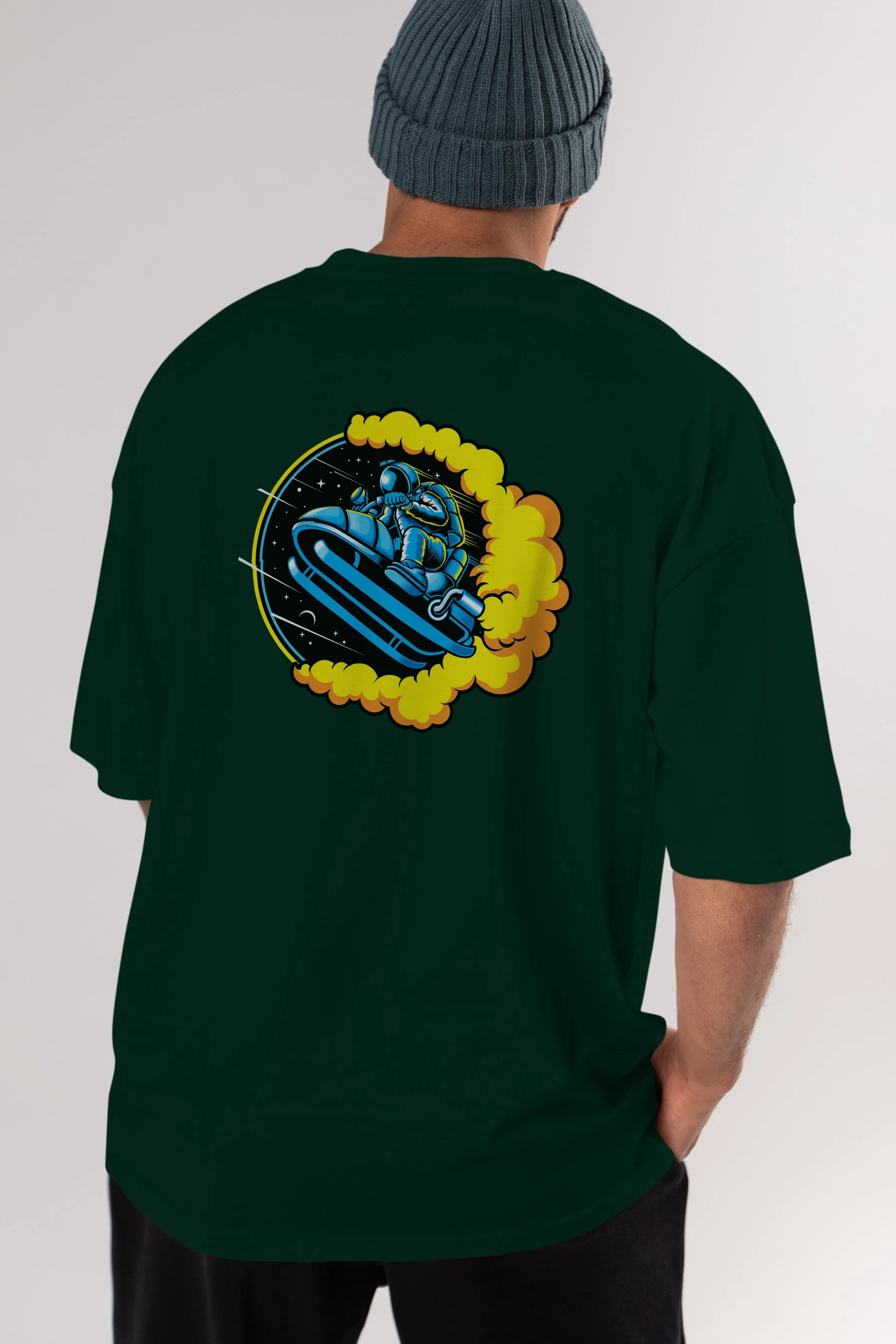 Astrojump with Snowmobile Arka Baskılı Oversize t-shirt Erkek Kadın Unisex
