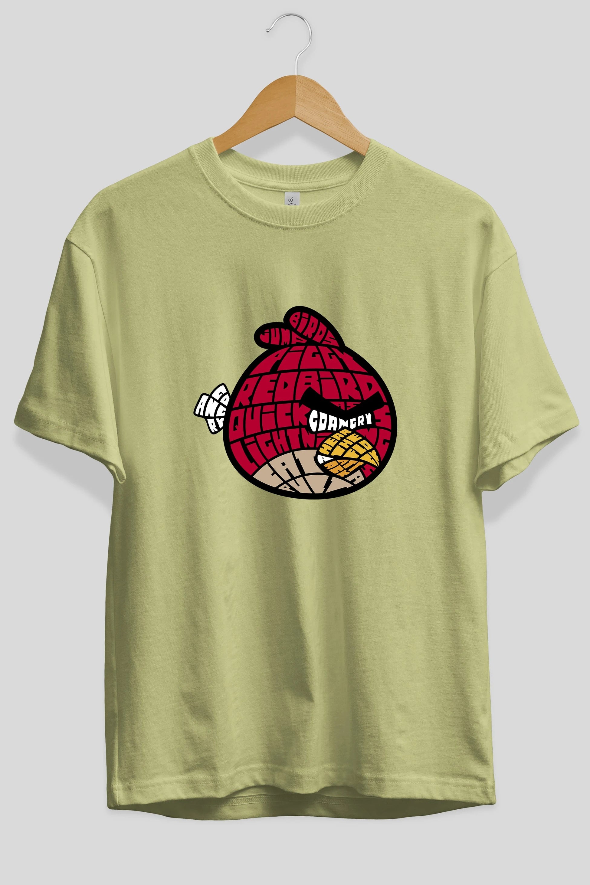 Bird With Anger Ön Baskılı Oversize t-shirt %100 pamuk Erkek Kadın Unisex