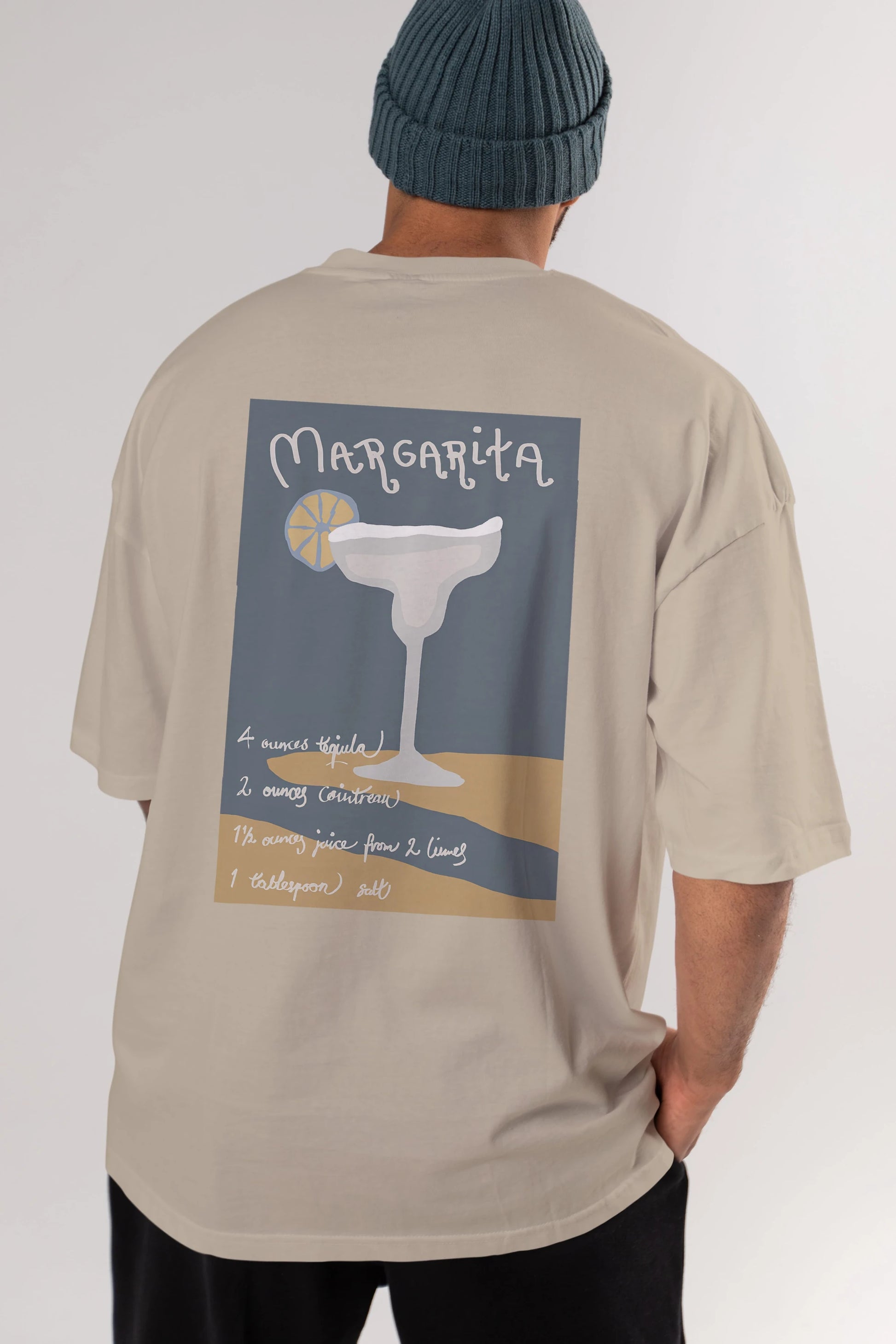 Margarita 2 Arka Baskılı Oversize t-shirt Erkek Kadın Unisex %100 Pamuk Bisiklet Yaka tişort
