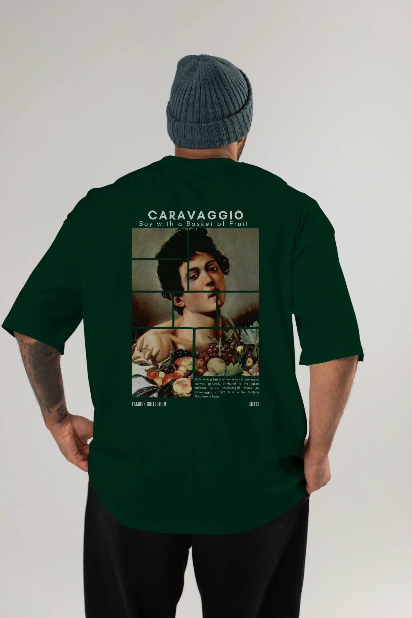 Caravaggio Boy Arka Baskılı Oversize t-shirt Erkek Kadın Bisiklet Yaka Pamuk tişort