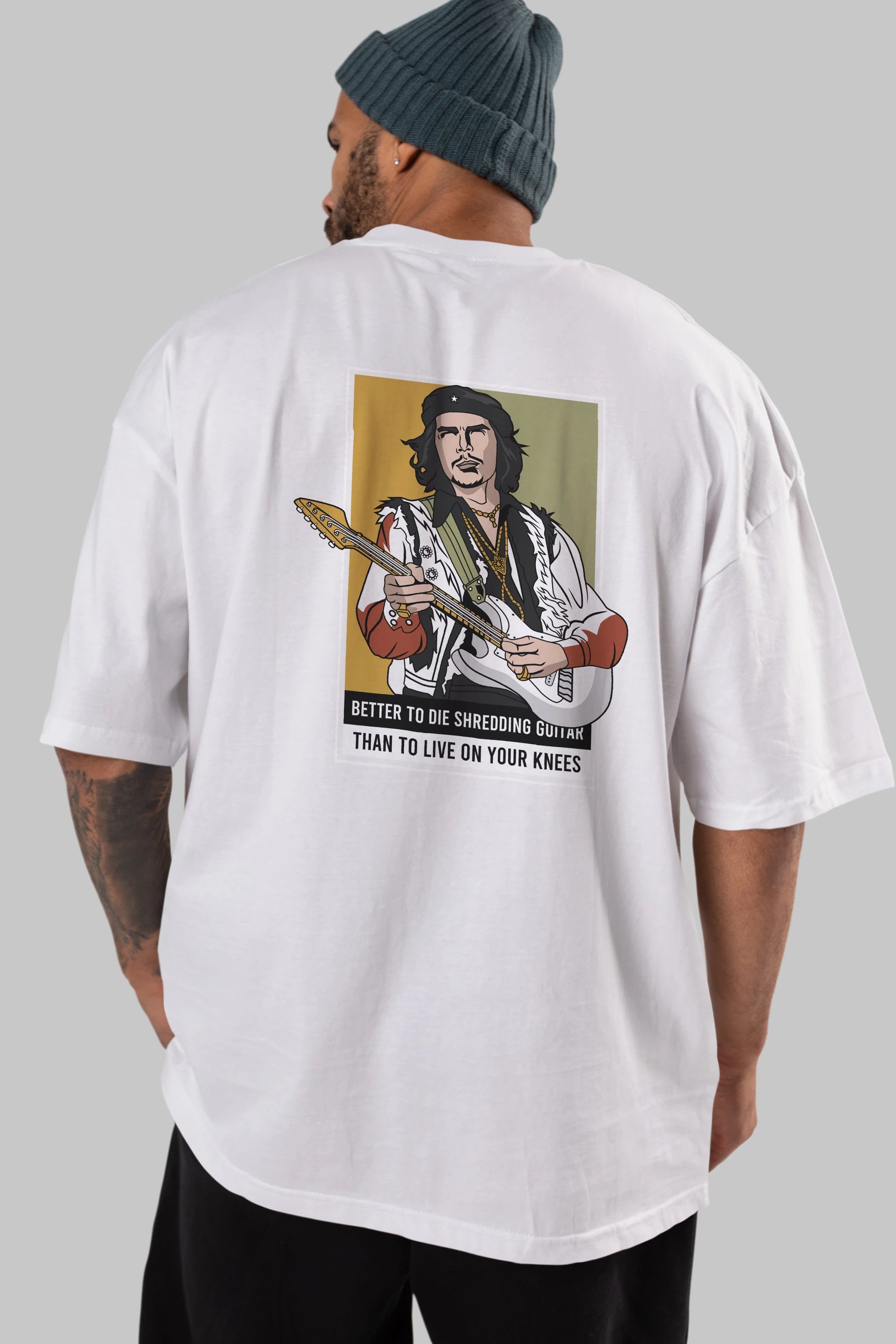 Che Guevara Hendrix Arka Baskılı Oversize t-shirt Erkek Kadın Unisex %100 Pamuk tişort