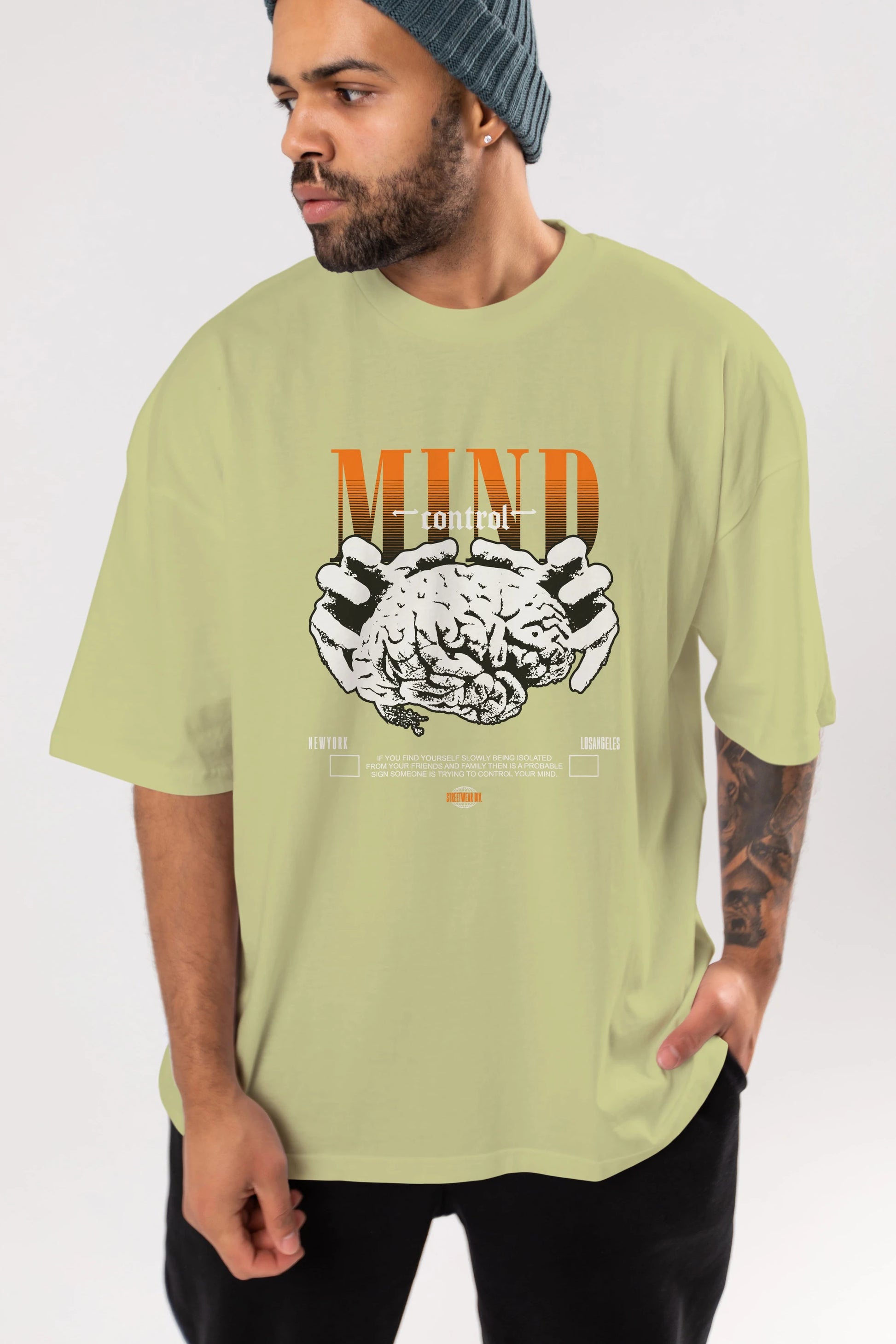 Mind Control Ön Baskılı Oversize t-shirt Erkek Kadın Unisex