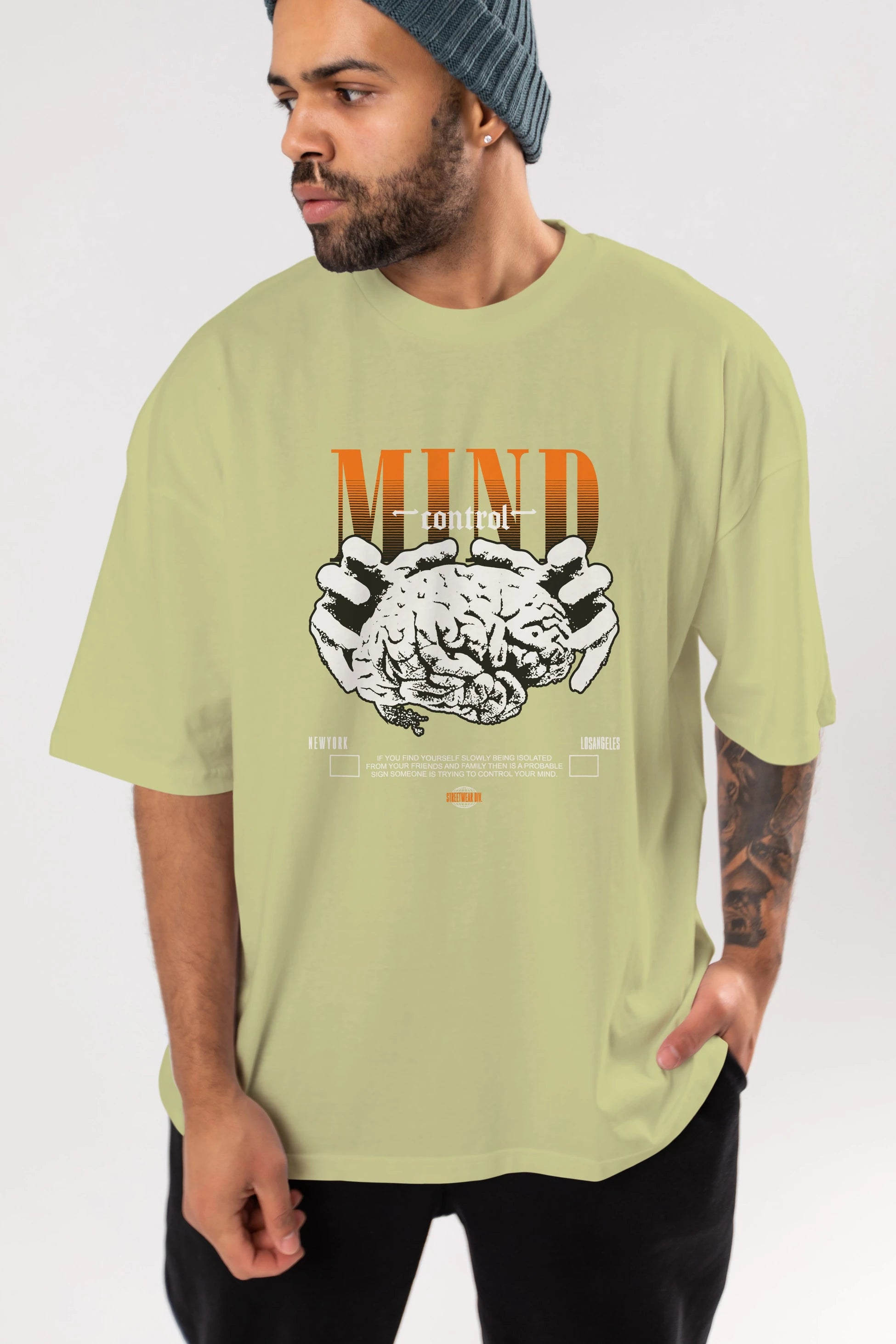 Mind Control Ön Baskılı Oversize t-shirt Erkek Kadın Unisex