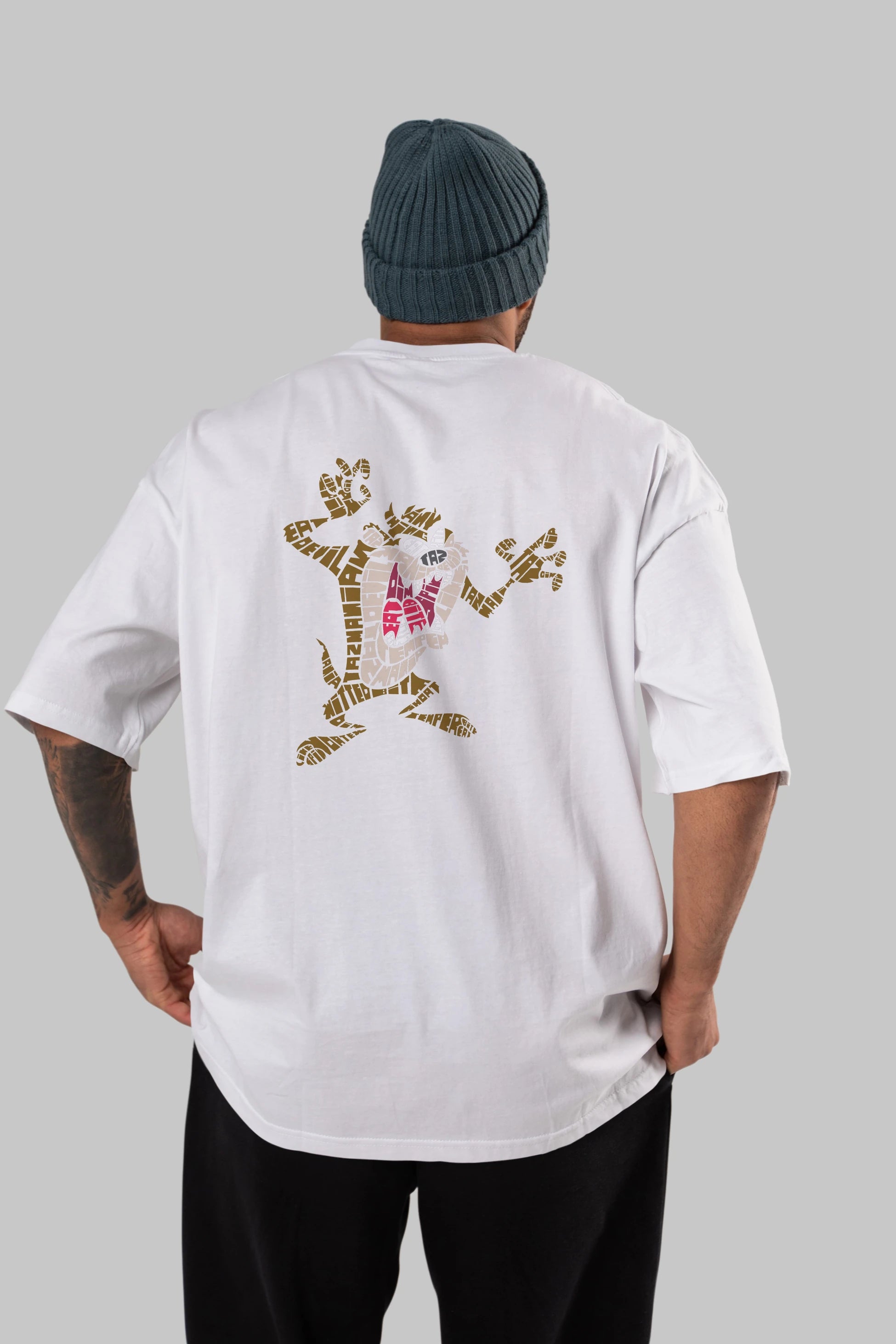 Tazmania Arka Baskılı Oversize t-shirt %100 pamuk Erkek Kadın Unisex