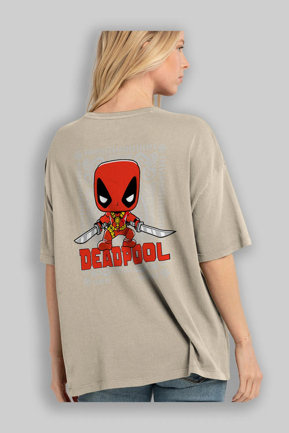 Deadpool (17) Arka Baskılı Oversize t-shirt Erkek Kadın Unisex %100 Pamuk Bisiklet Yaka tişort