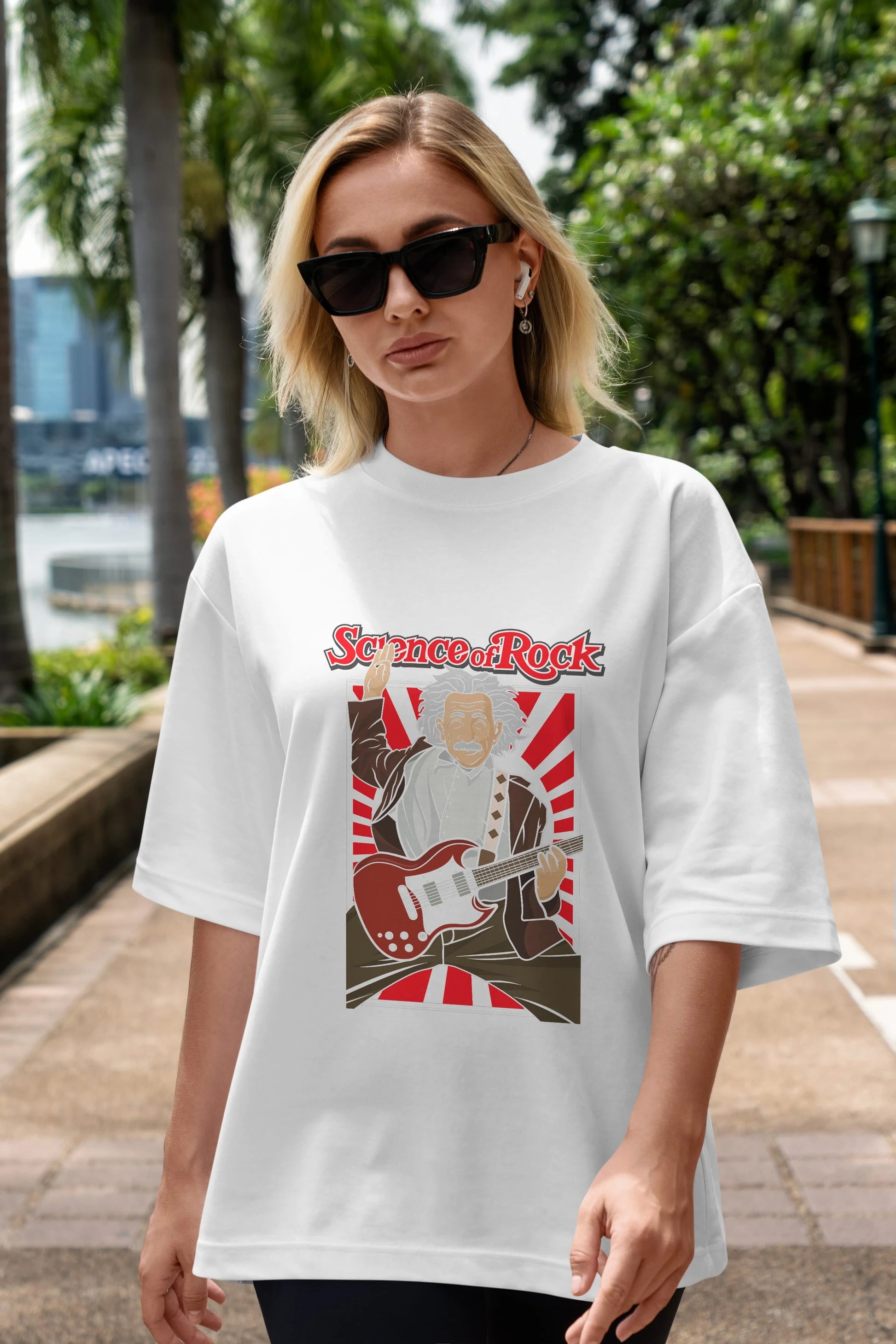 Einstein Science Of Rock Ön Baskılı Oversize t-shirt Erkek Kadın Unisex %100 Pamuk tişort