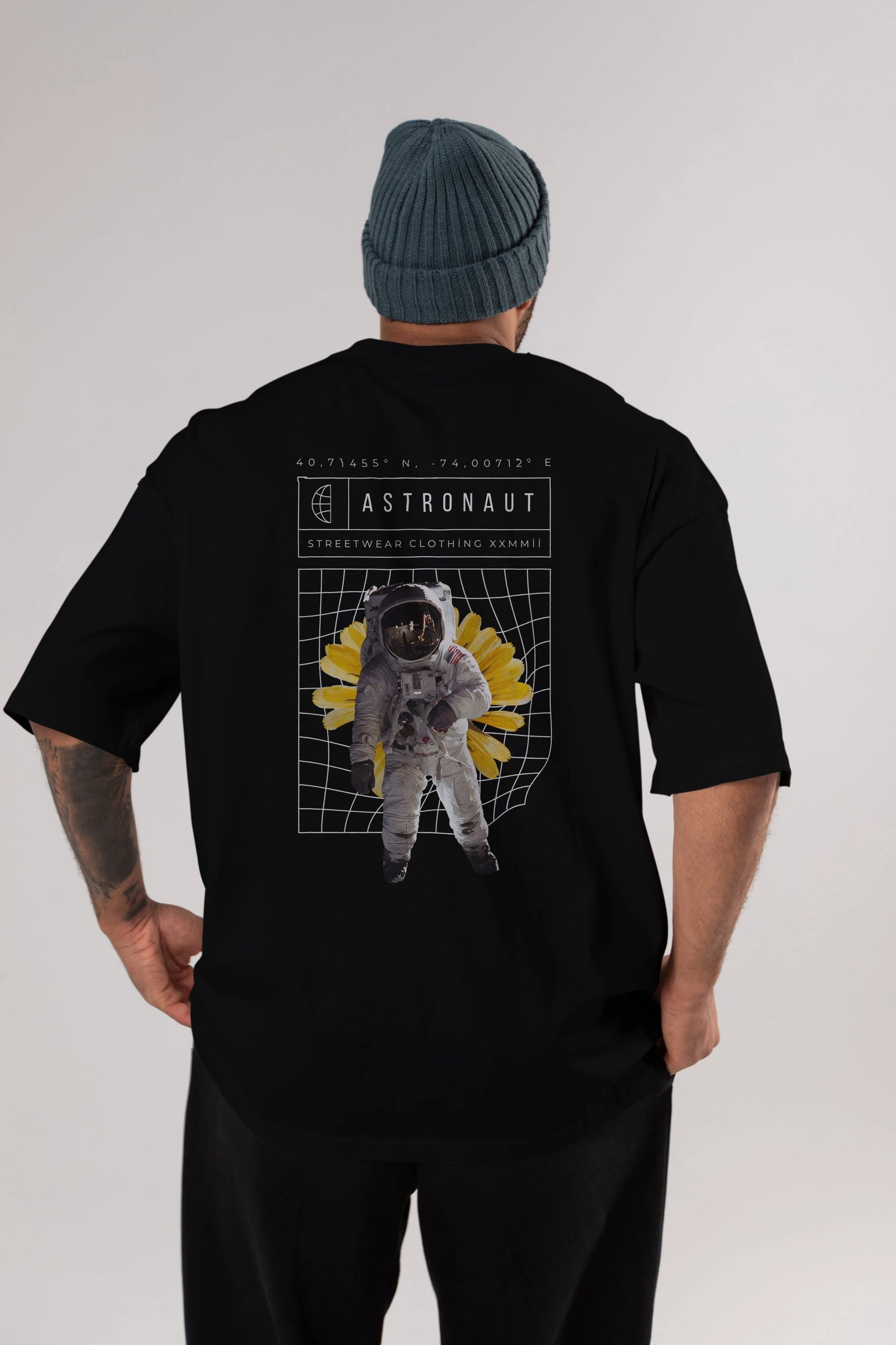 Astronaut Streetwear Arka Baskılı Oversize t-shirt Erkek Kadın Unisex