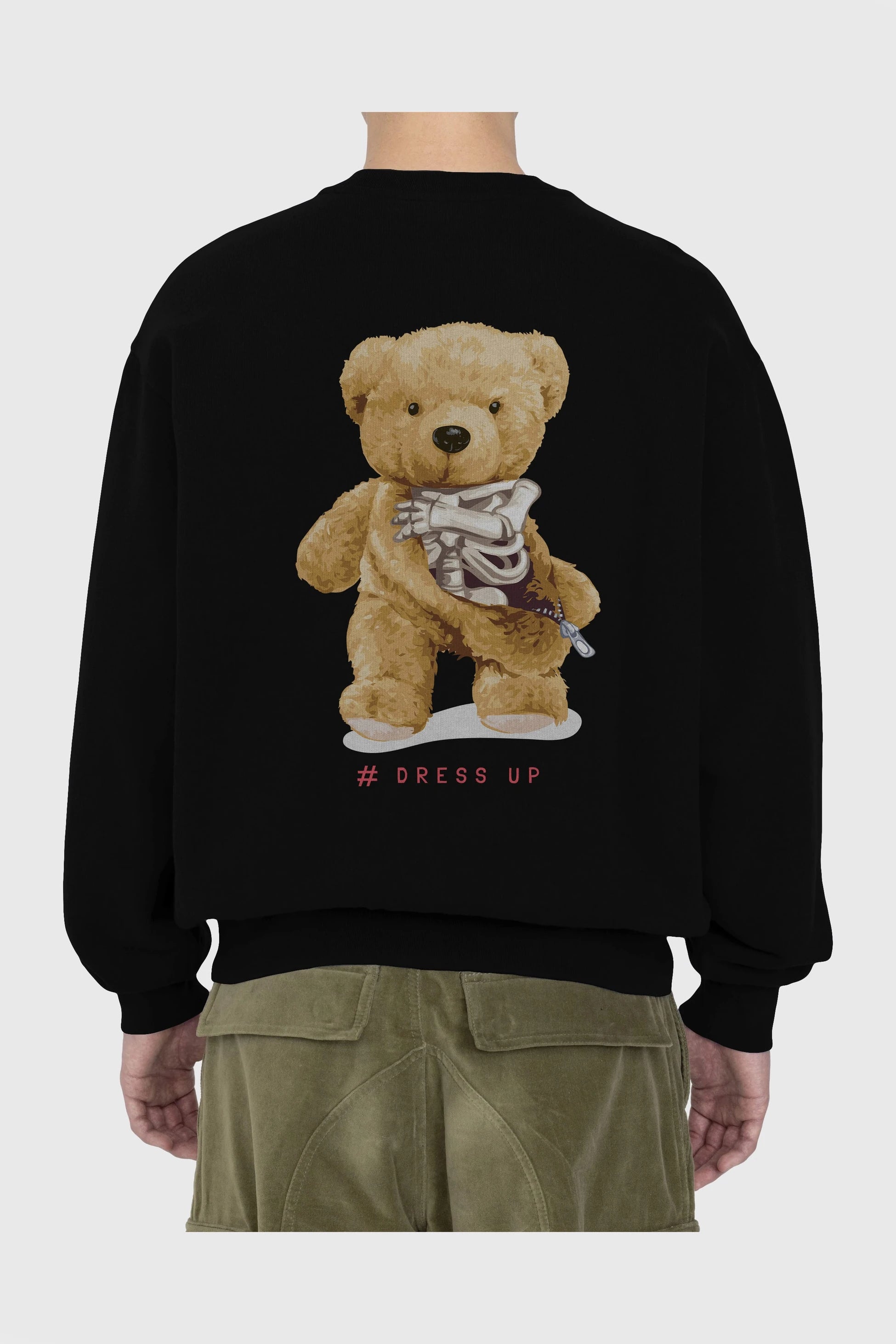 Teddy Bear Dress Up Arka Baskılı Oversize Sweatshirt Erkek Kadın Unisex