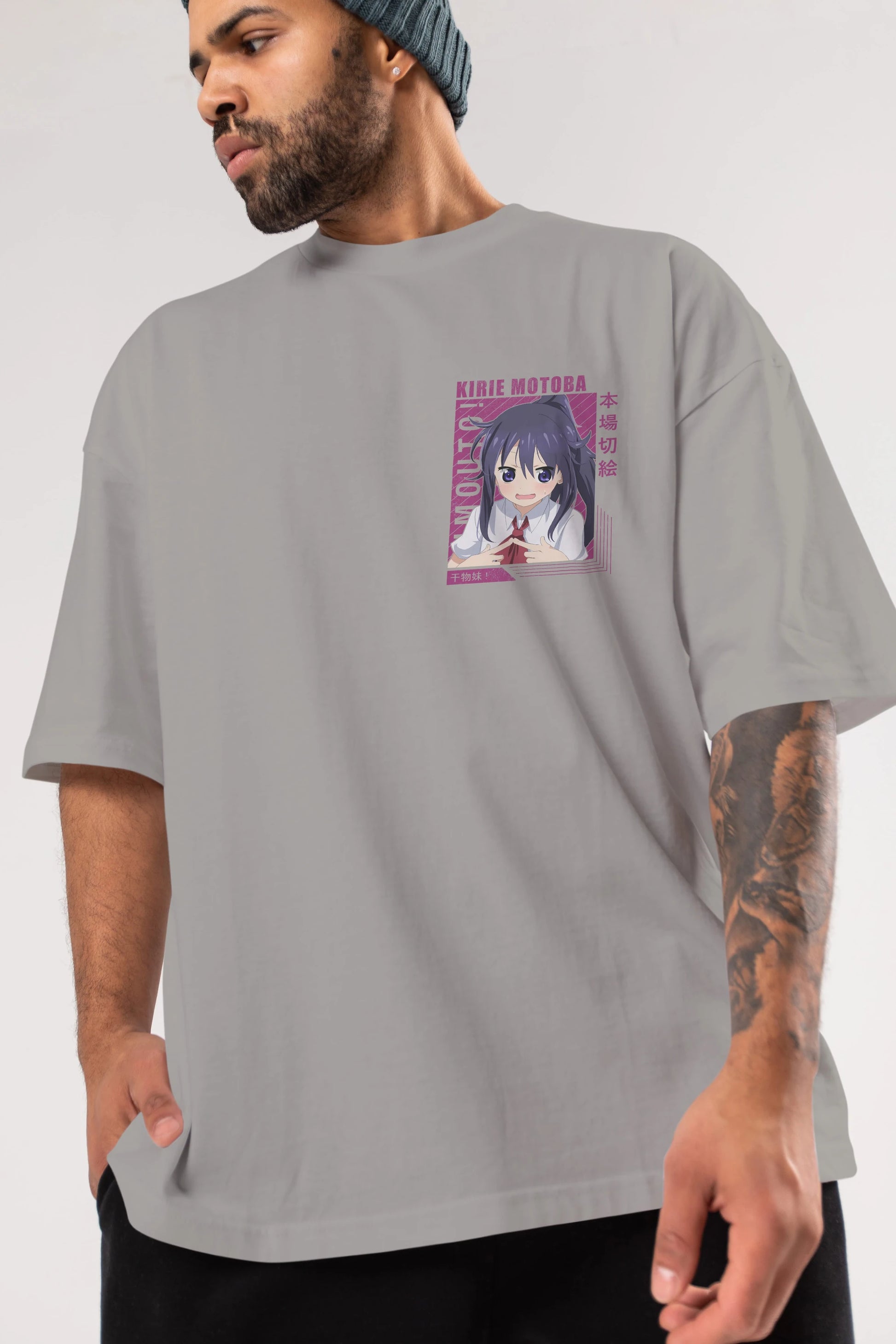 Kirie Motoba 4 Ön Sol Baskılı Oversize t-shirt Erkek Kadın Unisex %100 Pamuk Bisiklet Yaka tişort