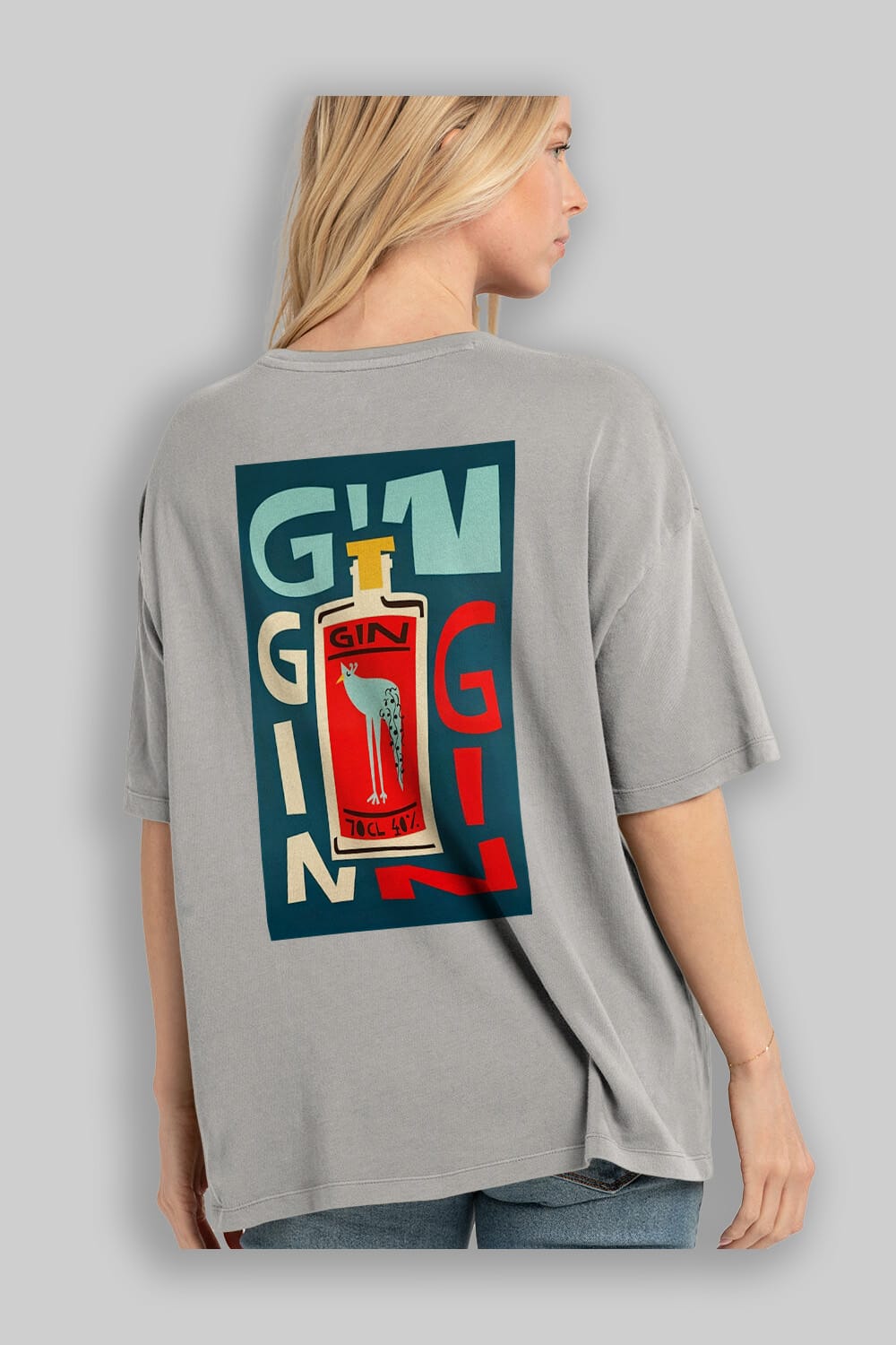 Gin 2 Arka Baskılı Oversize t-shirt Erkek Kadın Unisex %100 Pamuk Bisiklet Yaka tişort
