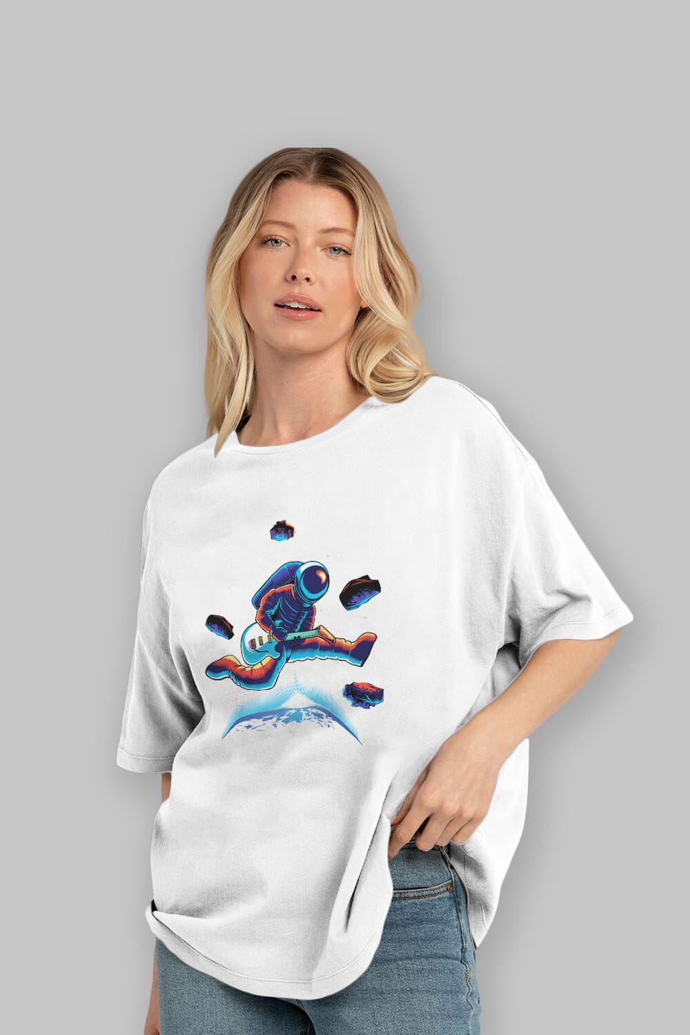 Astroguitar Ön Baskılı Oversize t-shirt Erkek Kadın Unisex