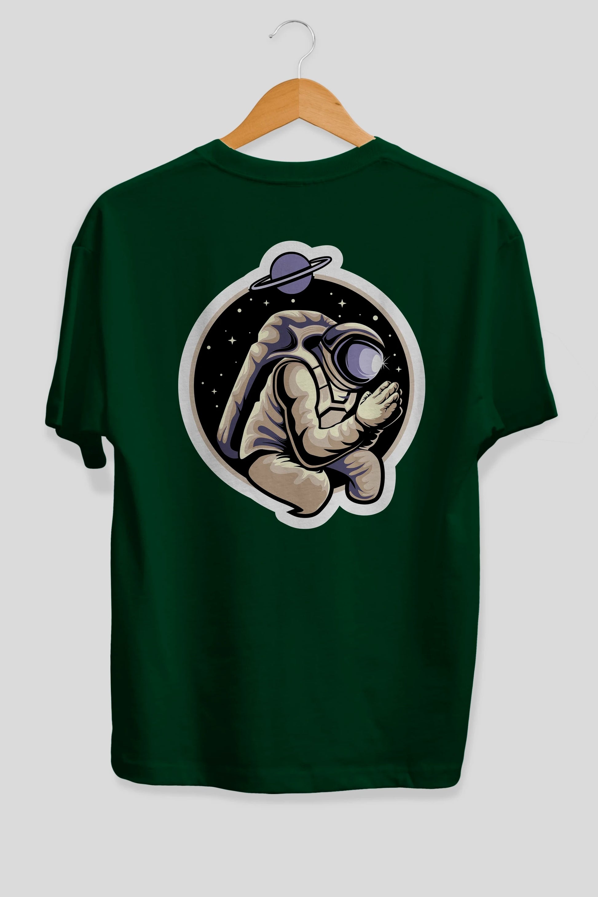 Astronaut Praying Sticker Arka Baskılı Oversize t-shirt Erkek Kadın Unisex
