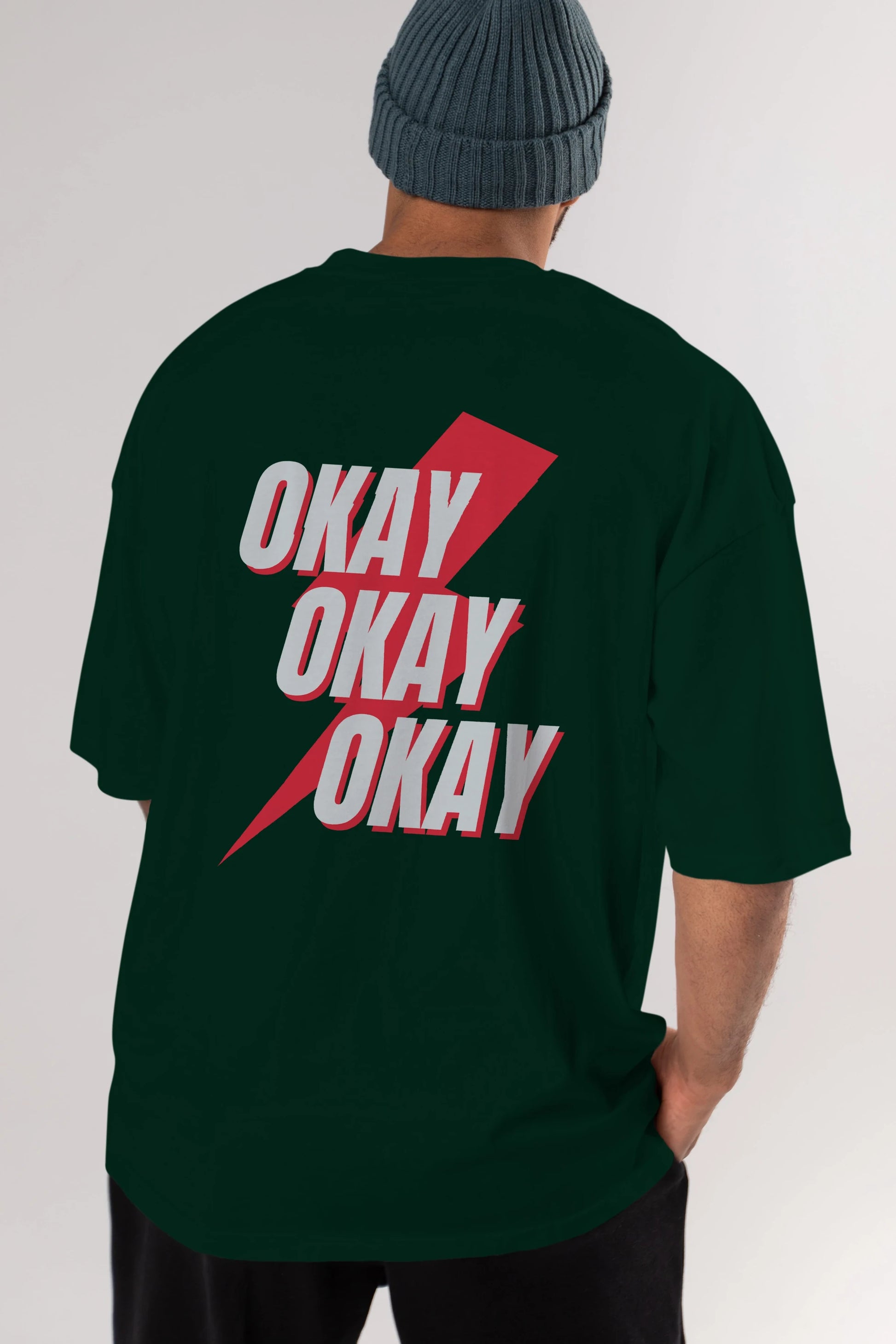 Okay Arka Baskılı Oversize t-shirt Erkek Kadın Unisex