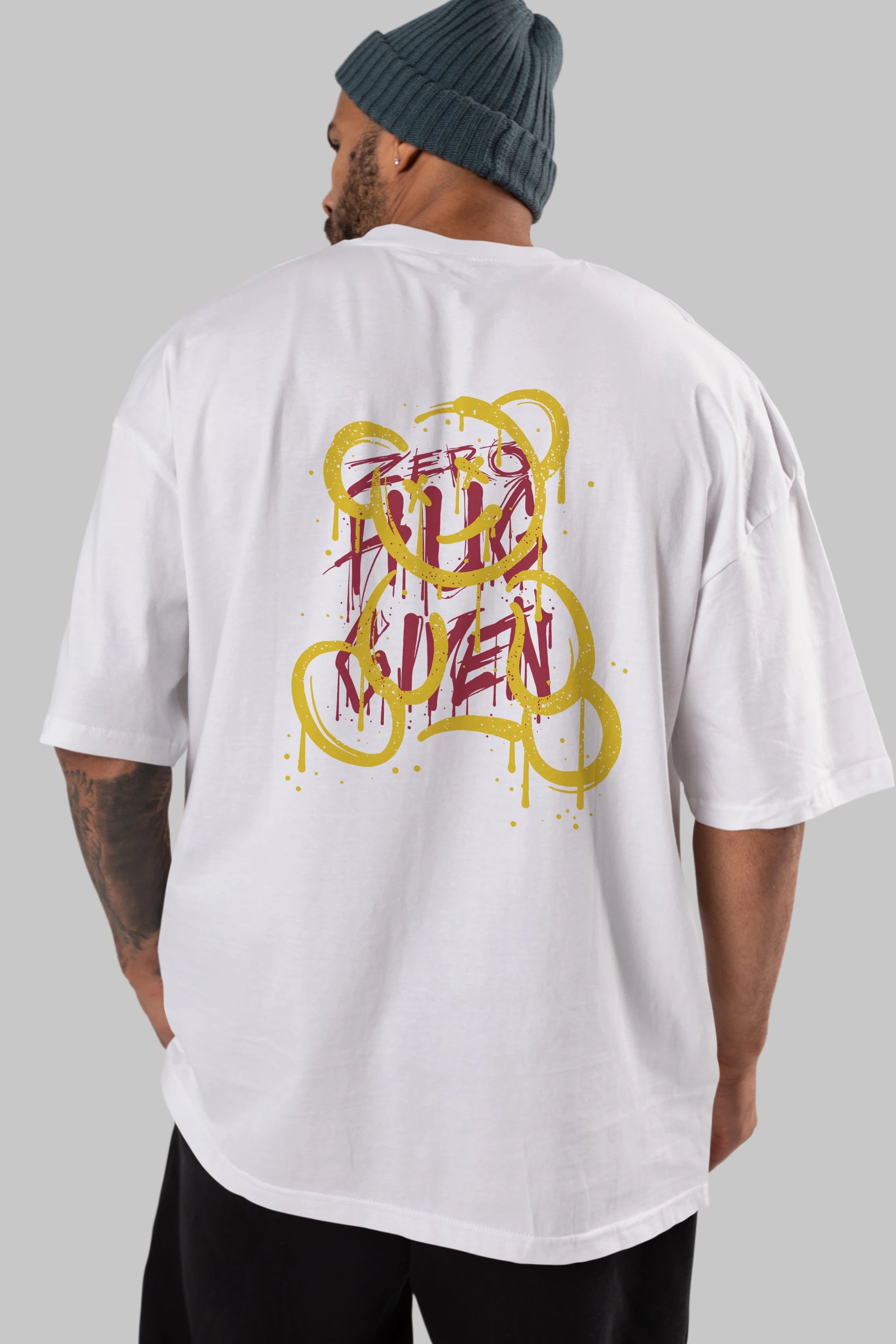 Zero Hug Bear Arka Baskılı Oversize t-shirt Erkek Kadın Unisex