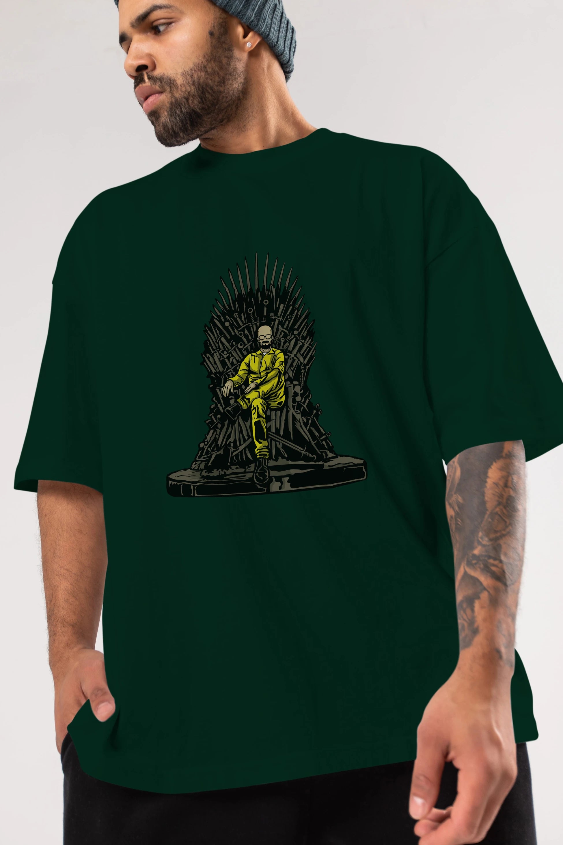 Danger Throne Ön Baskılı Oversize t-shirt Erkek Kadın Unisex %100 Pamuk tişort