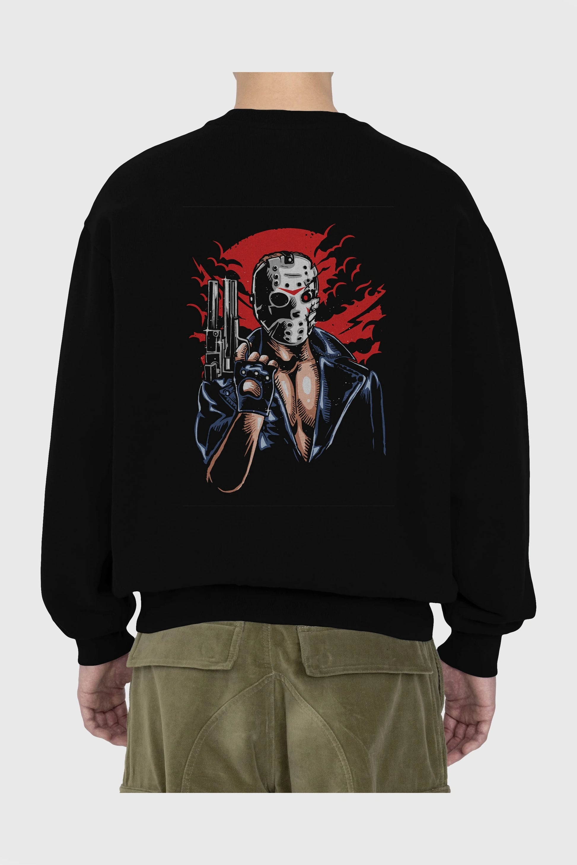Jason Will Be Back Arka Baskılı Oversize Sweatshirt Erkek Kadın Unisex