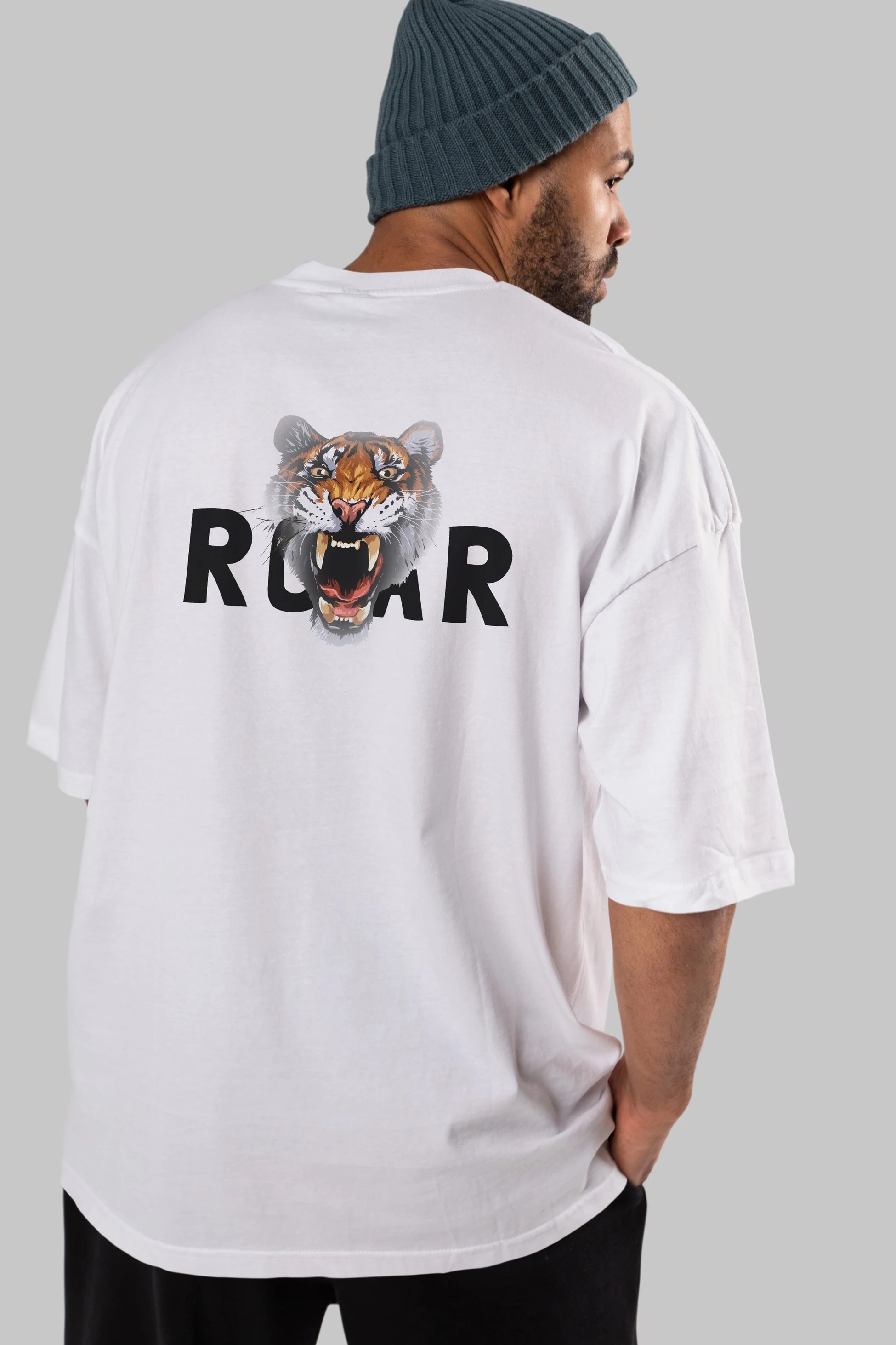 Teddy Bear Roar Arka Baskılı Oversize t-shirt Erkek Kadın Unisex %100 Pamuk